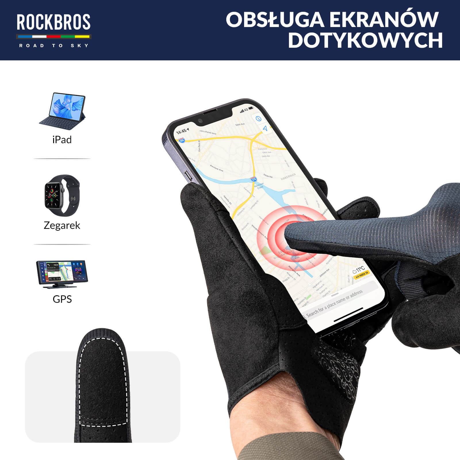 ROAD TO SKY Rękawiczki Rowerowe Wiosna Lato Kolarskie Dotykowe Oddychające Unisex - Image 14