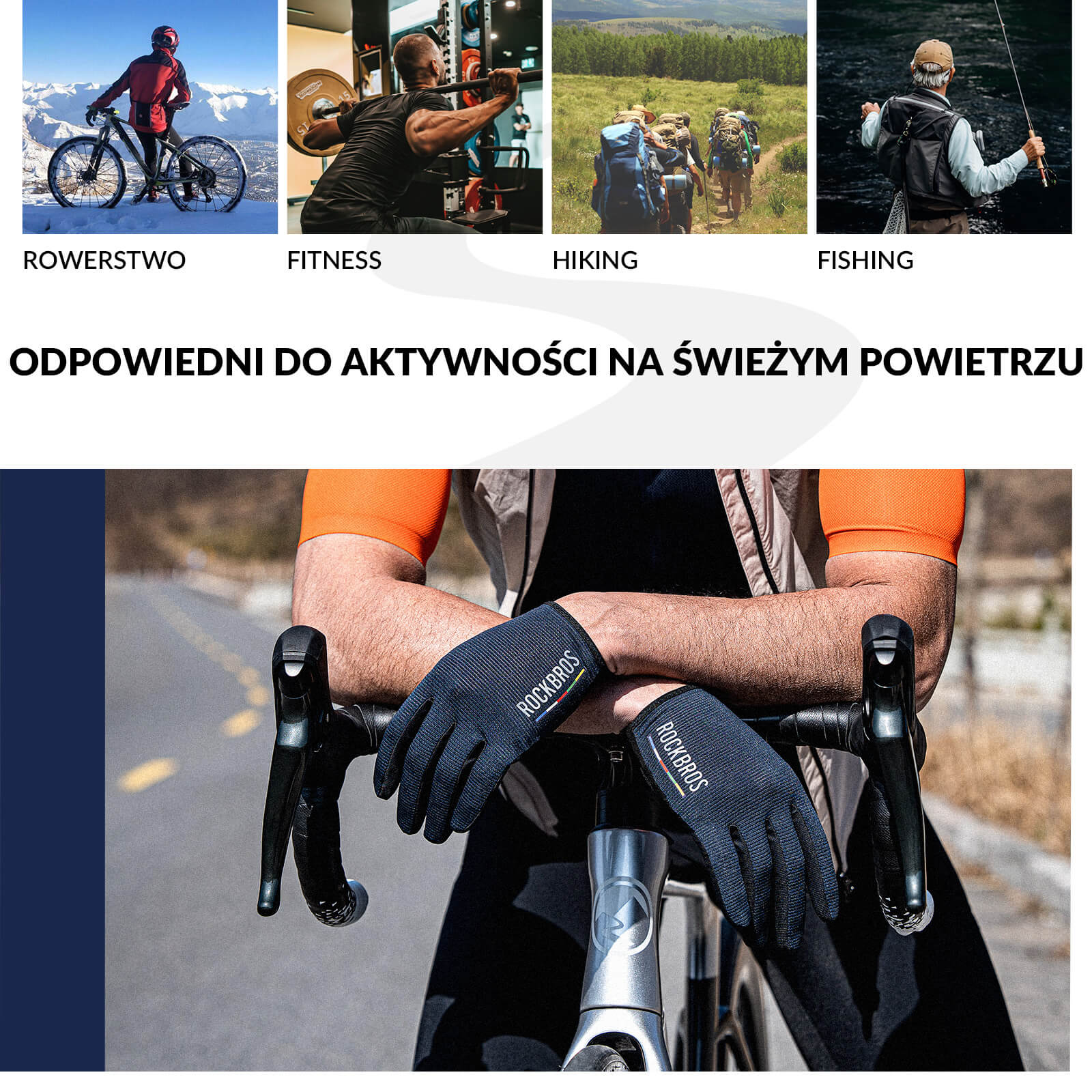 ROAD TO SKY Rękawiczki Rowerowe Wiosna Lato Kolarskie Dotykowe Oddychające Unisex - Image 18