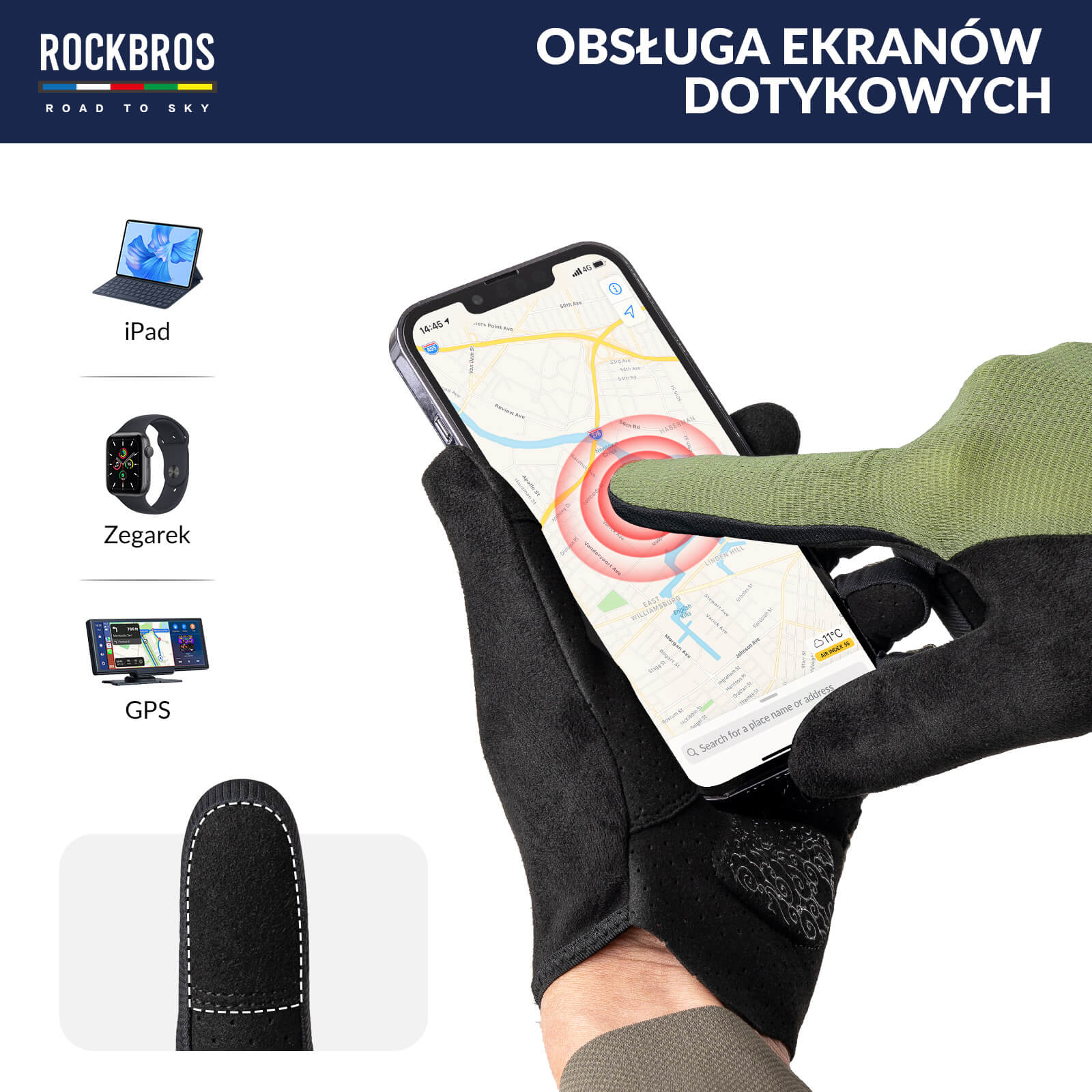 ROAD TO SKY Rękawiczki Rowerowe Wiosna Lato Kolarskie Dotykowe Oddychające Unisex - Image 20