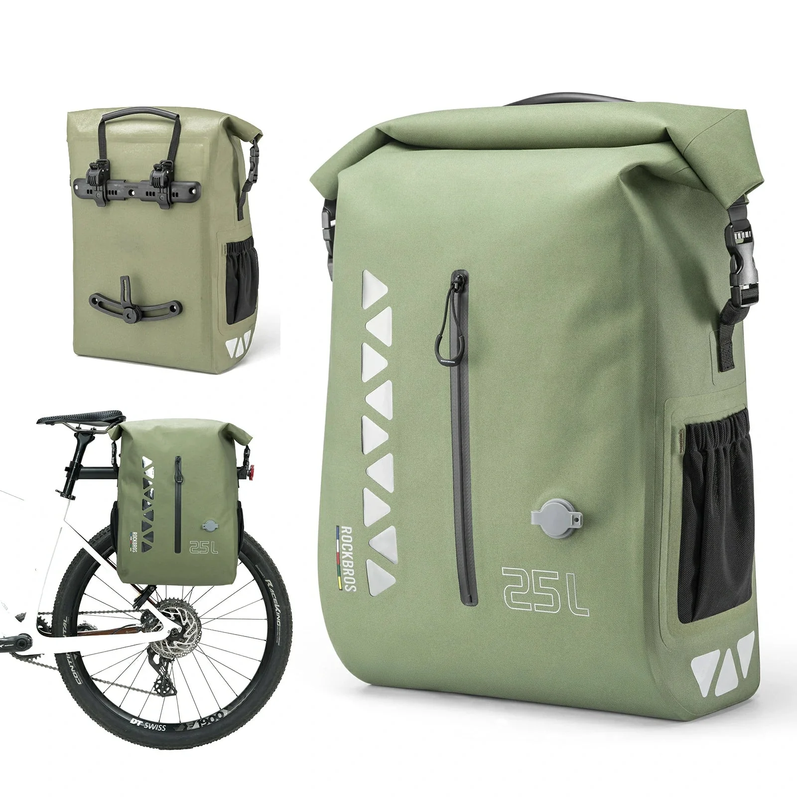 ROAD TO SKY Sakwa Rowerowa na Bagażnik 25L Wodoodporna Bezszwowa z Kompresją Próżniową-TL-153