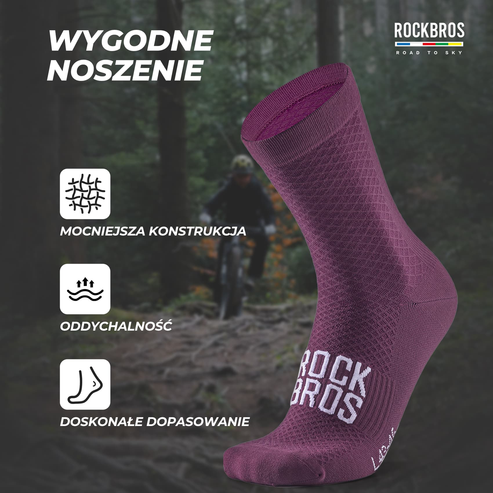 ROAD TO SKY Skarpetki Rowerowe Amortyzujące O Średniej Długości - Image 20