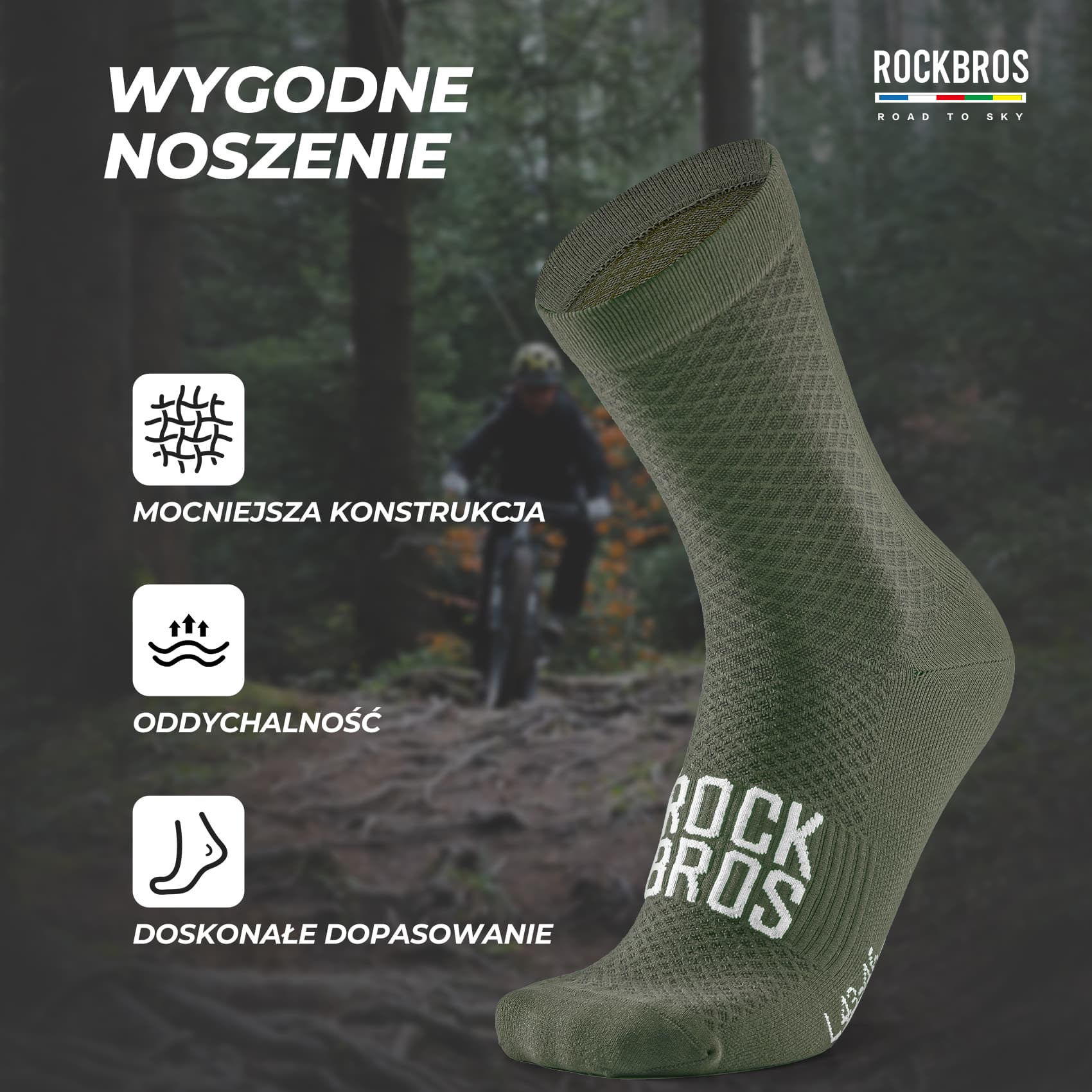ROAD TO SKY Skarpetki Rowerowe Amortyzujące O Średniej Długości - Image 26