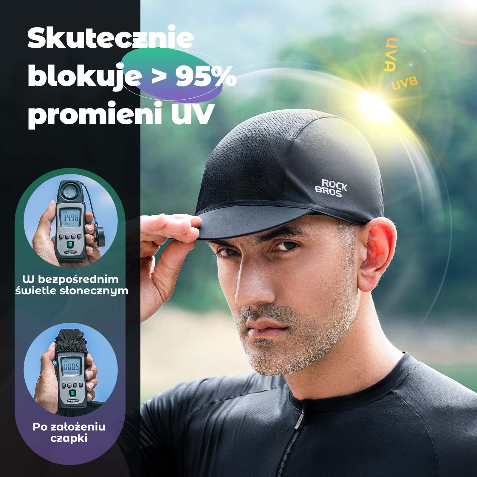 ROCKBROS Czapka Rowerowa Kapelusz Przeciwpotna Daszkiem pod Kask UPF50+ Unisex - Image 3