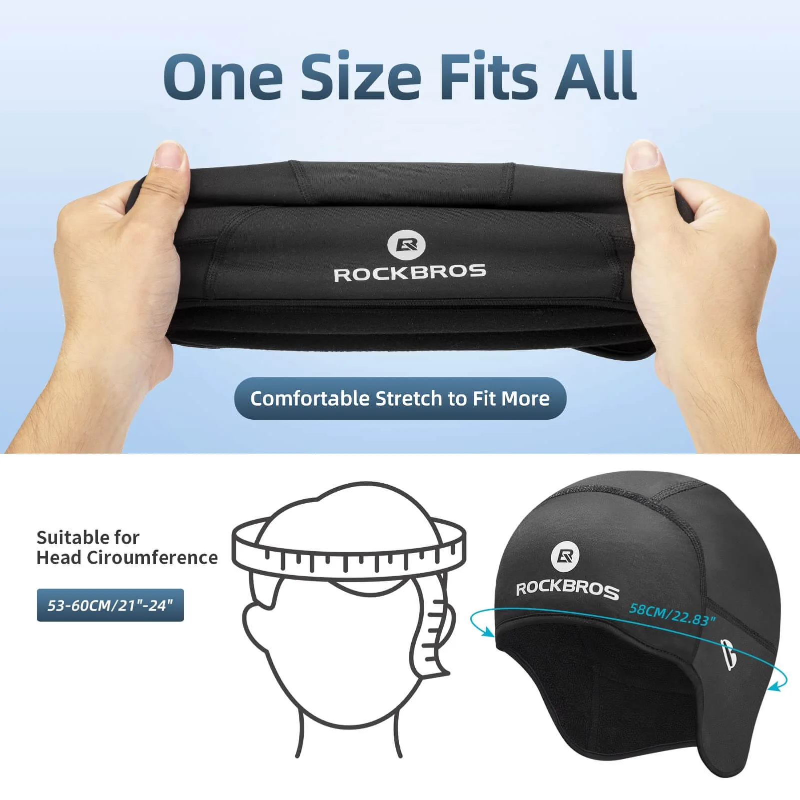ROCKBROS Czapka Zimowa Wiatroszczelna z Otworami na Okulary Unisex Czarna/Szara - Image 6