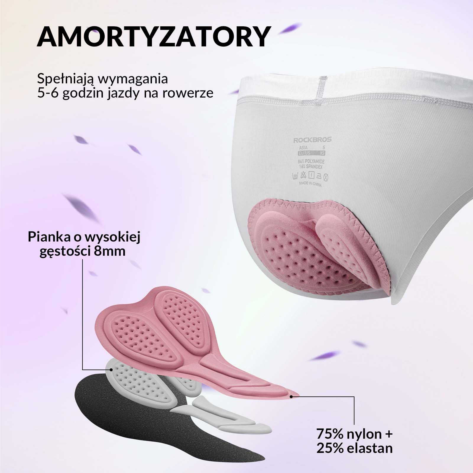ROCKBROS Damskie Spodenki Rowerowe Wyściełane Bielizna 4D S-XXL - Image 3