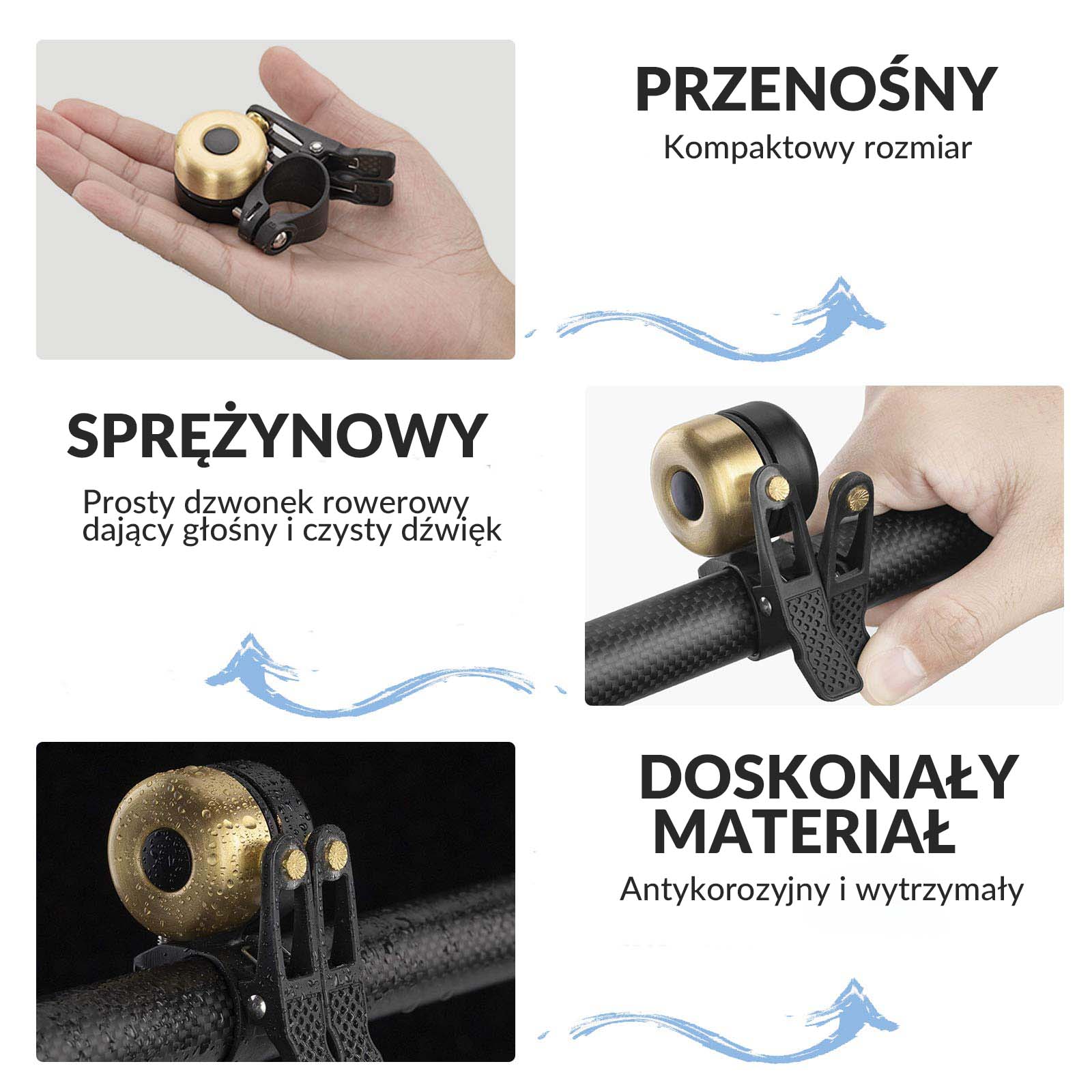 ROCKBROS Dzwonek Rowerowy Klasyczny Mosiądz Dzwonek dla Rower - Image 17