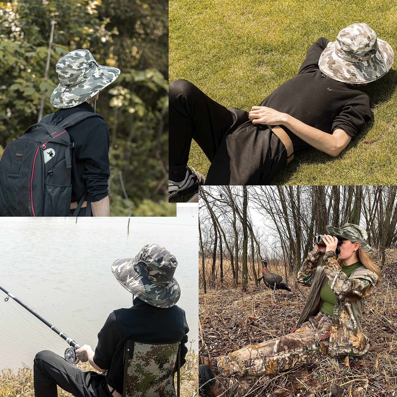 ROCKBROS Kapelusz Przeciwsłoneczny, Ochrona przed Promieniowaniem UV, Składany, Outdoorowy Kapelusz na Wędrówki, Kapelusz Wędkarski, Kapelusz Ogrodowy, Kapelusz Moro, Damski Męski - Image 7