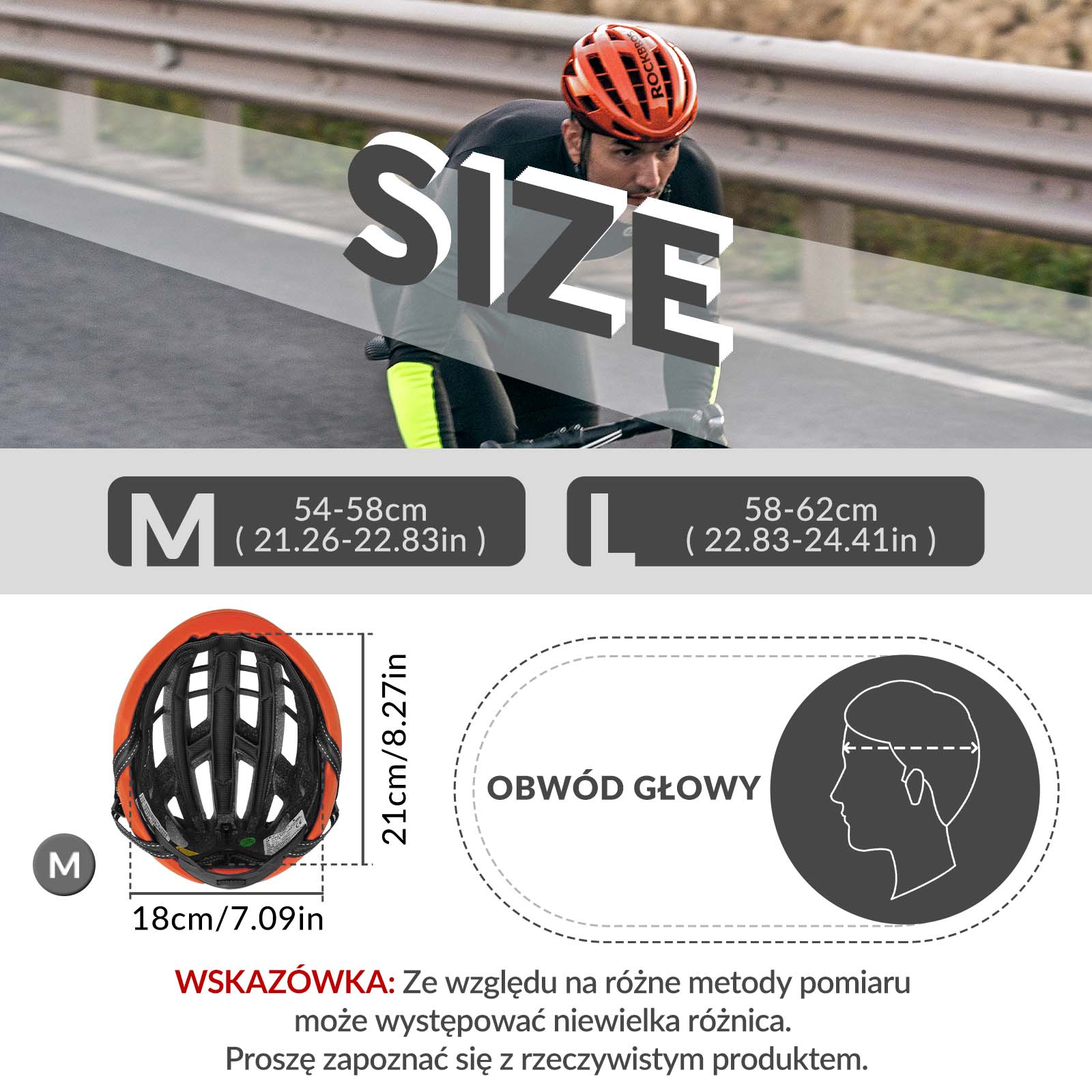ROCKBROS Kask Rowerowy Kolarski Kask Unisex Dorośli M(54-58cm) / L(58-62cm) - Image 12