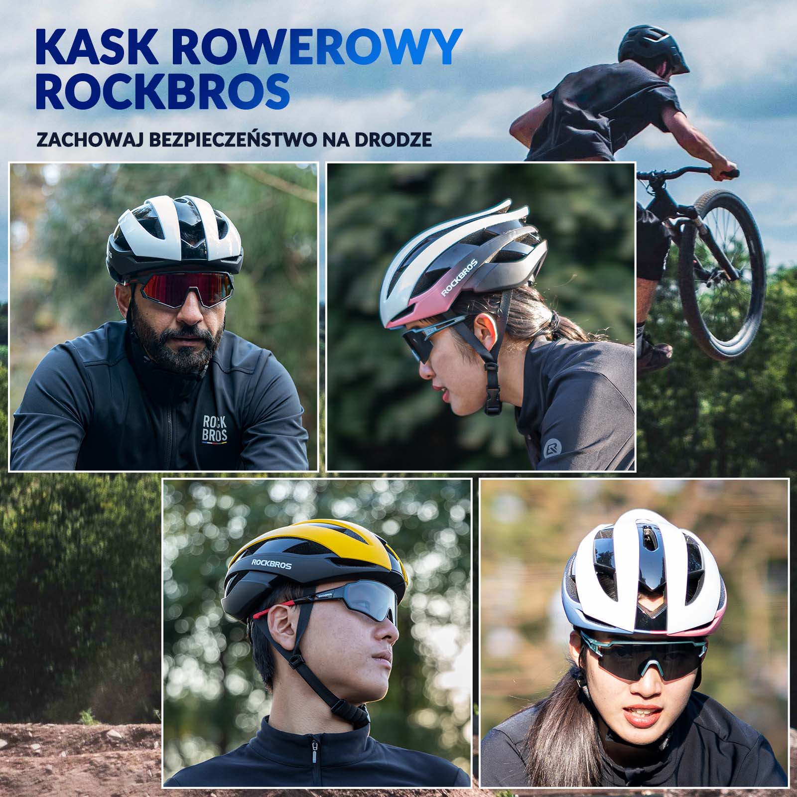 ROCKBROS Kask Rowerowy Regulowany Kask Kolarski Lekki M/L 55-58/58-61cm - Image 7
