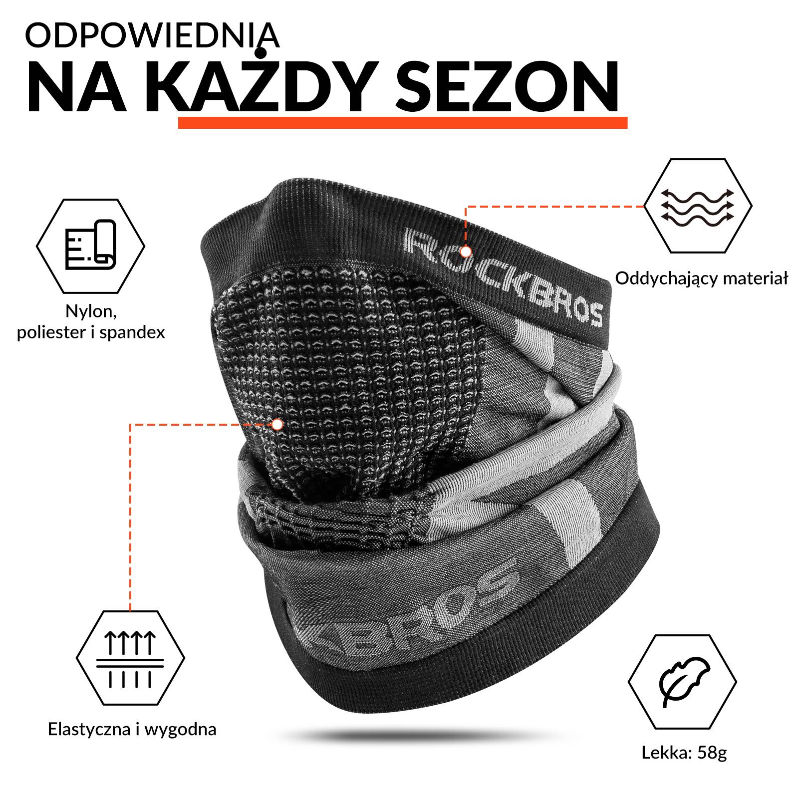 Komin Termiczny Ocieplacz na Szyję Zimowy Ciepły Maska na Narty Rower - Image 3