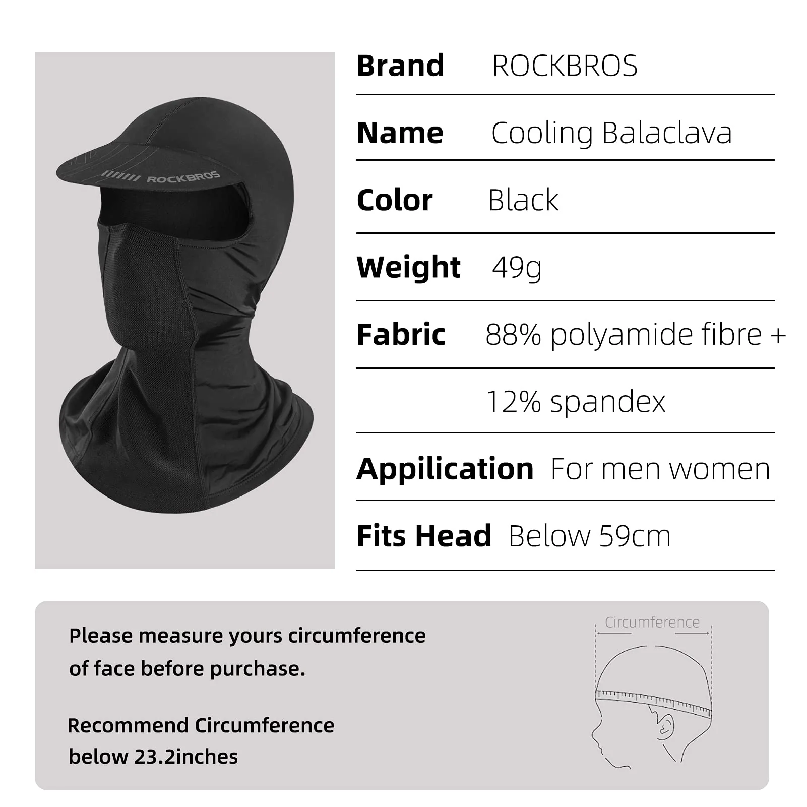 ROCKBROS Kominiarka z daszkiem pod kask Ochrona UV Szybkie suche lato do jazdy na rowerze Wędkowanie Sporty na świeżym powietrzu, Unisex - Image 7