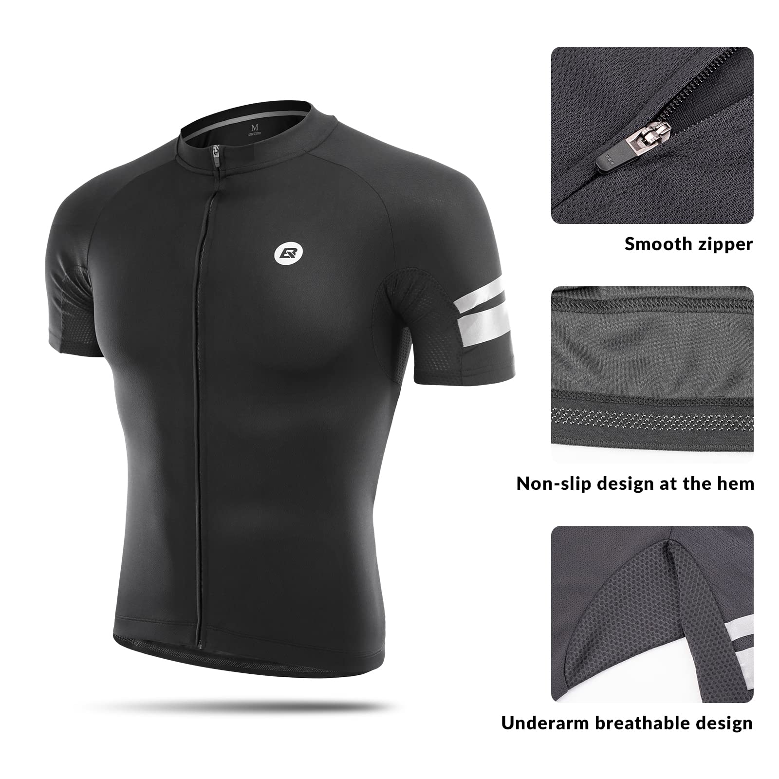 ROCKBROS Koszulka Rowerowa z Krótkim Rękawem Koszulka Kolarska Szybkoschnąca Odblaskowa Oddychająca Tkanina Poliestrowa Odzież Rowerowa do Biegania, Jazdy na Rowerze i Pieszych Wycieczek Rower - Image 3