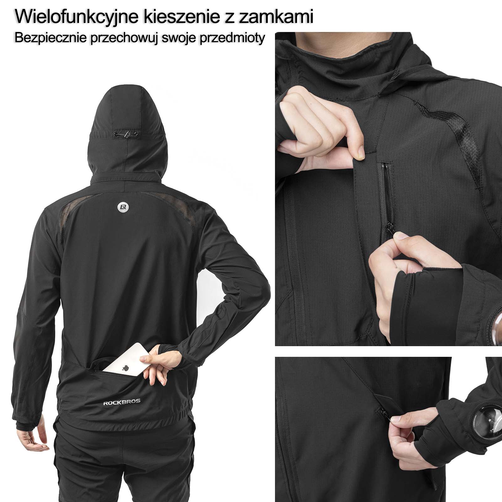 ROCKBROS Męska Kurtka Rowerowa Elastyczna Kurtka Miękkie Powłoki Softshell M-4XL - Image 3
