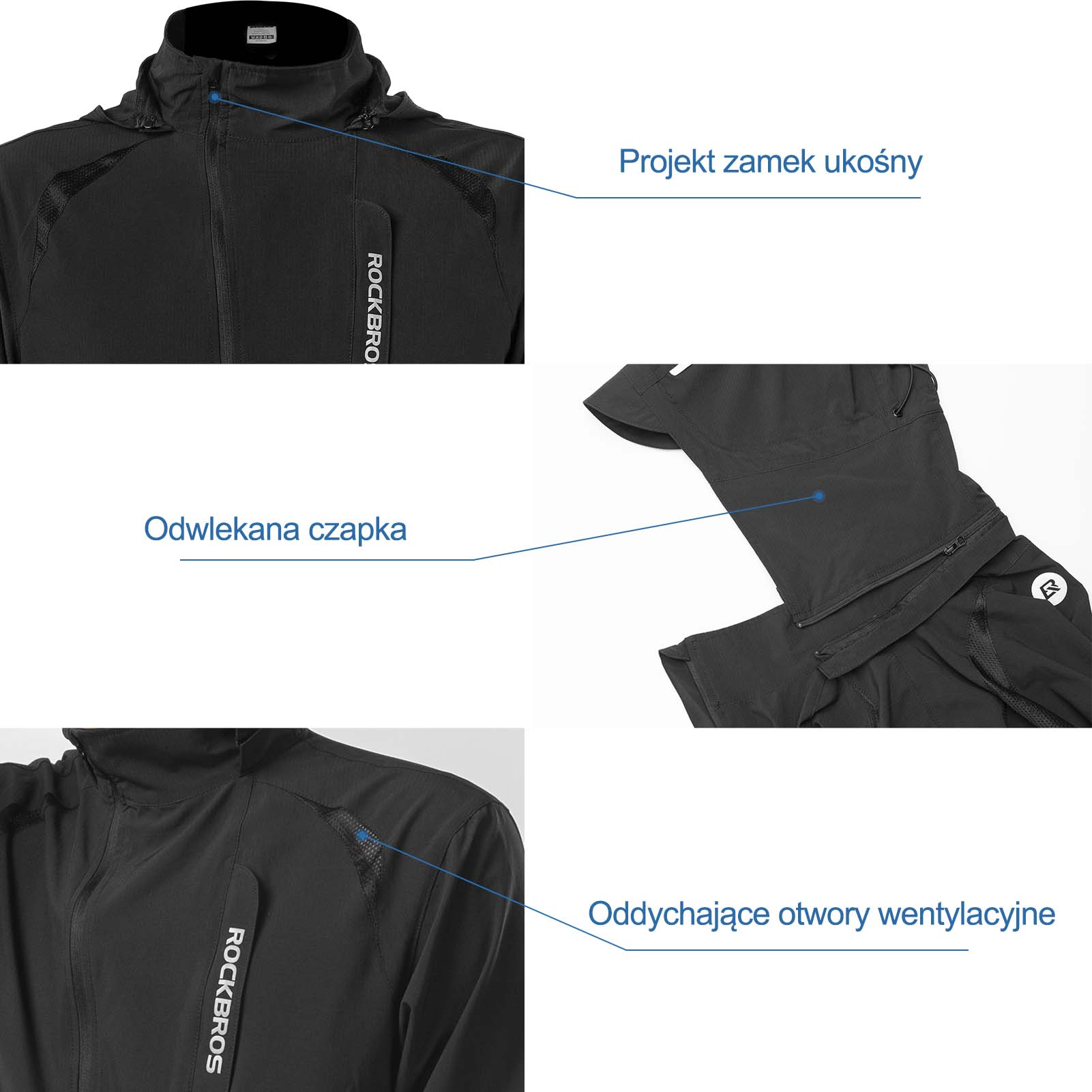 ROCKBROS Męska Kurtka Rowerowa Elastyczna Kurtka Miękkie Powłoki Softshell M-4XL - Image 4