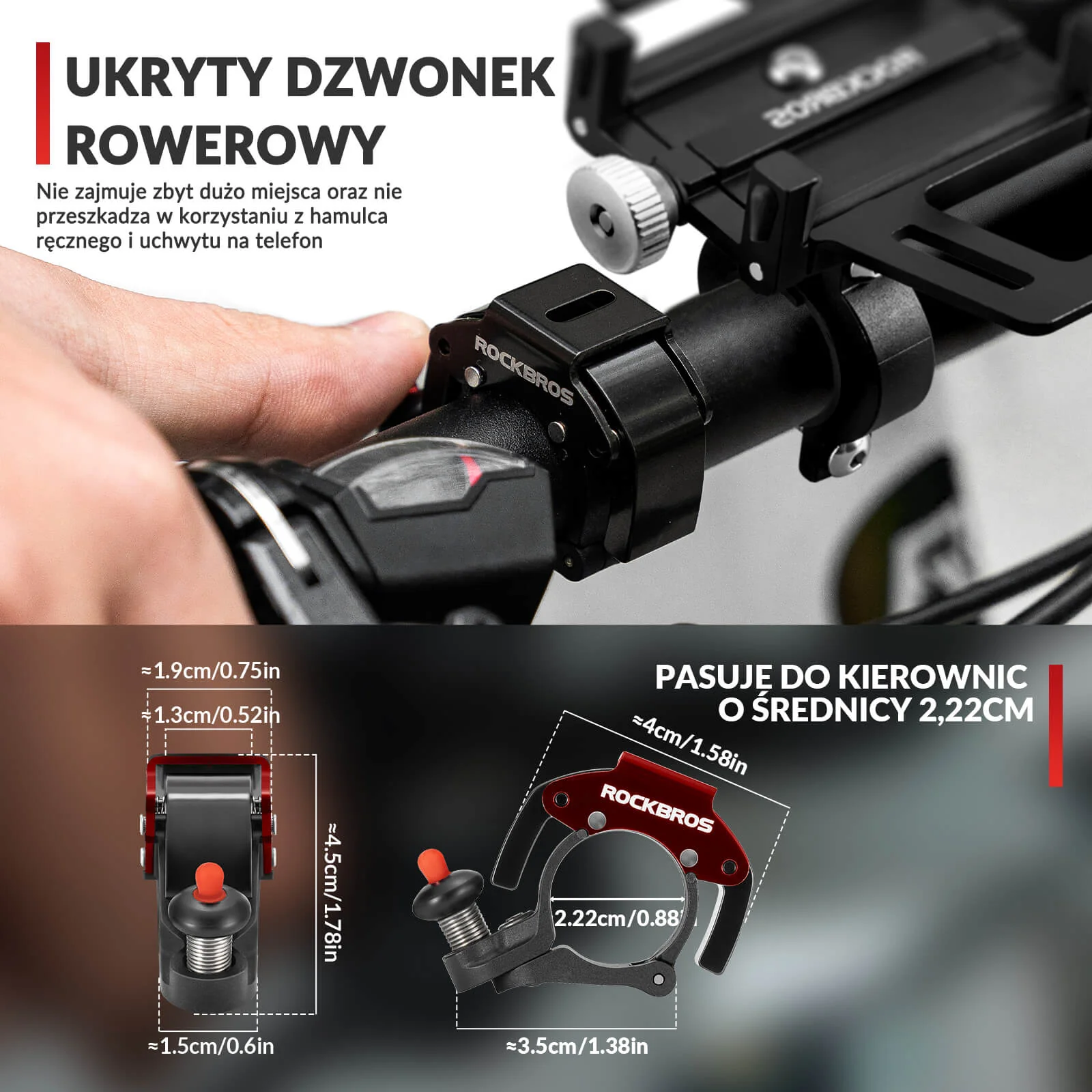 Dzwonek Rowerowy na Kierownicę 22,2mm Głośny 100db -LD-R - Image 12
