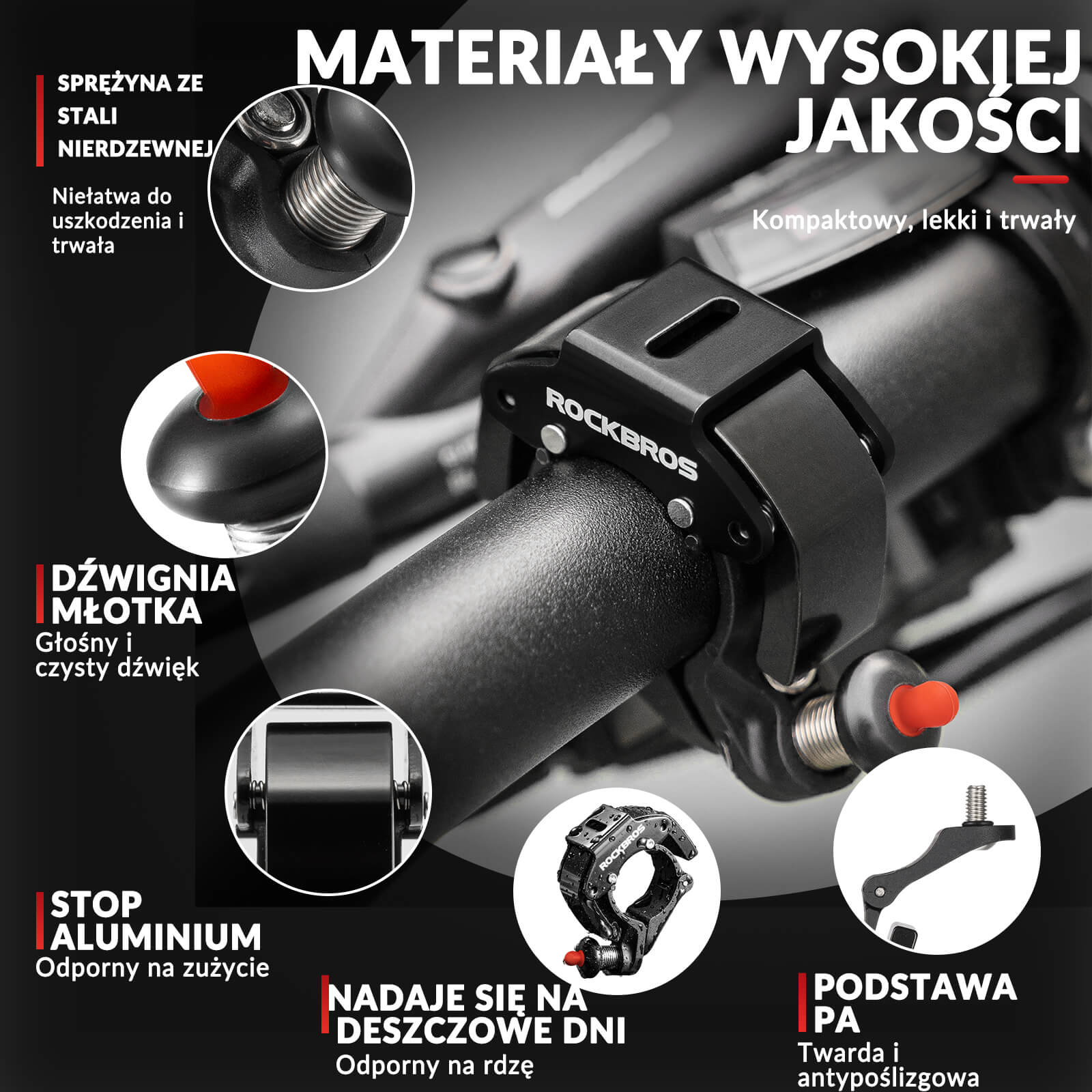 Dzwonek Rowerowy na Kierownicę 22,2mm Głośny 100db -LD-R - Image 2