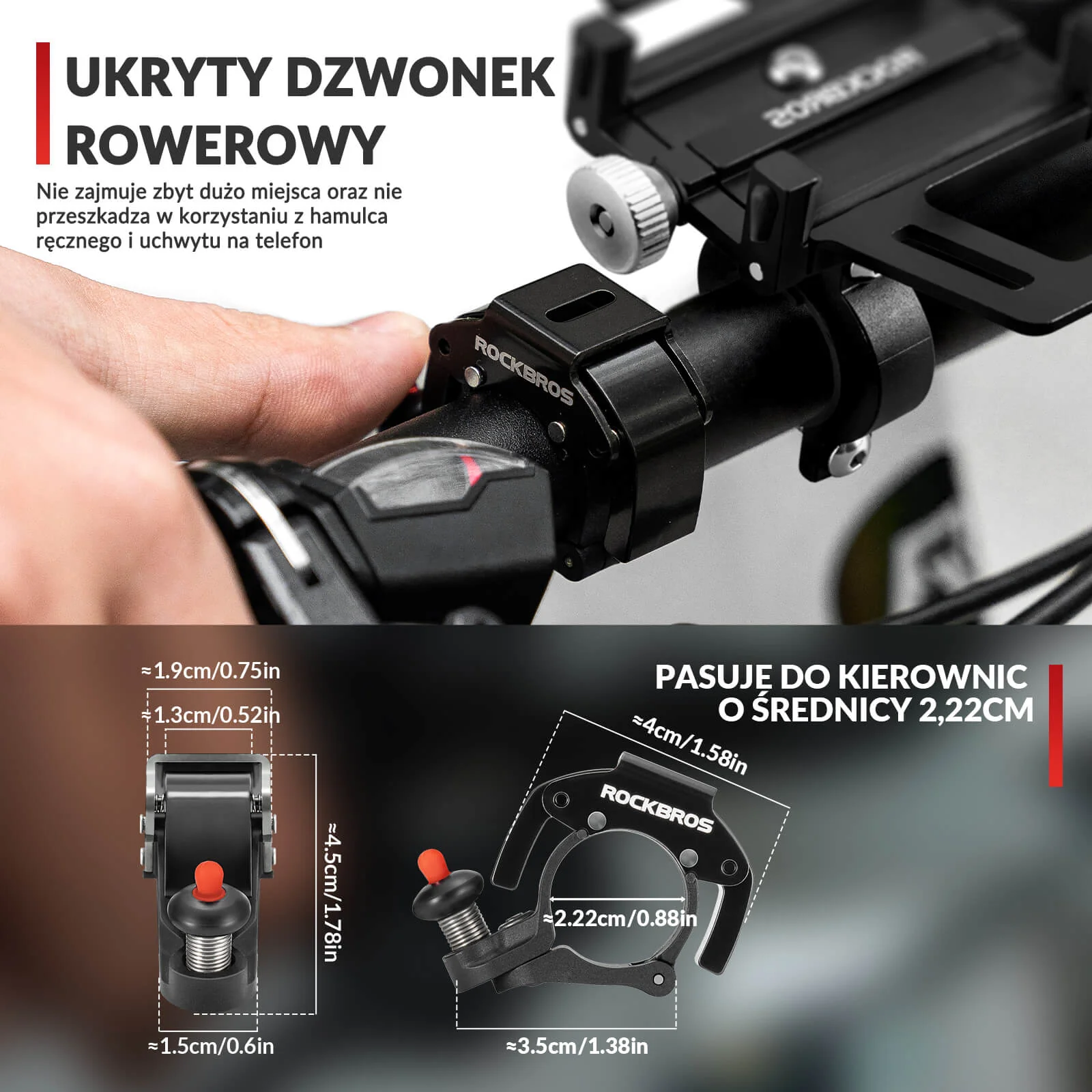 Dzwonek Rowerowy na Kierownicę 22,2mm Głośny 100db -LD-R - Image 6