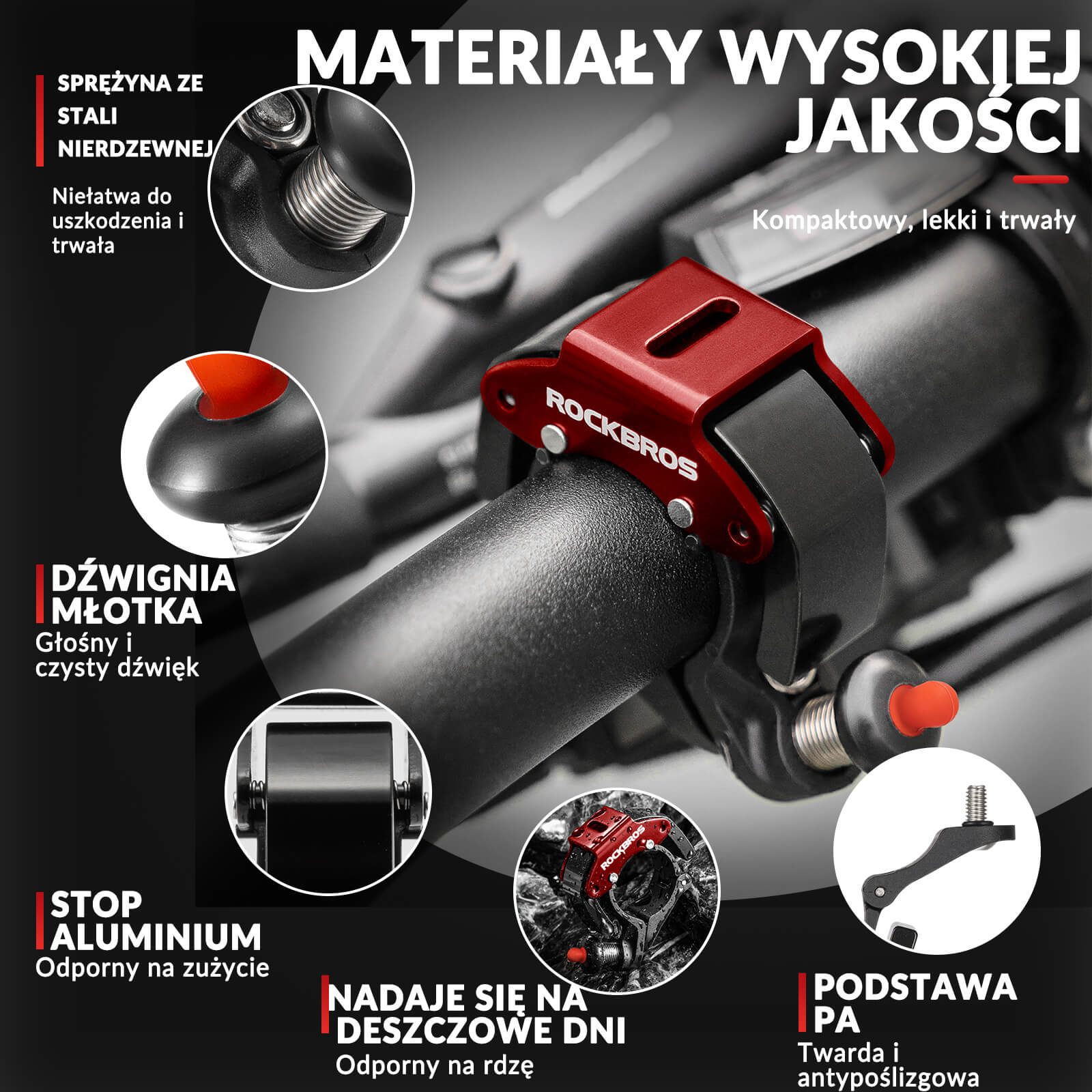 Dzwonek Rowerowy na Kierownicę 22,2mm Głośny 100db -LD-R - Image 8