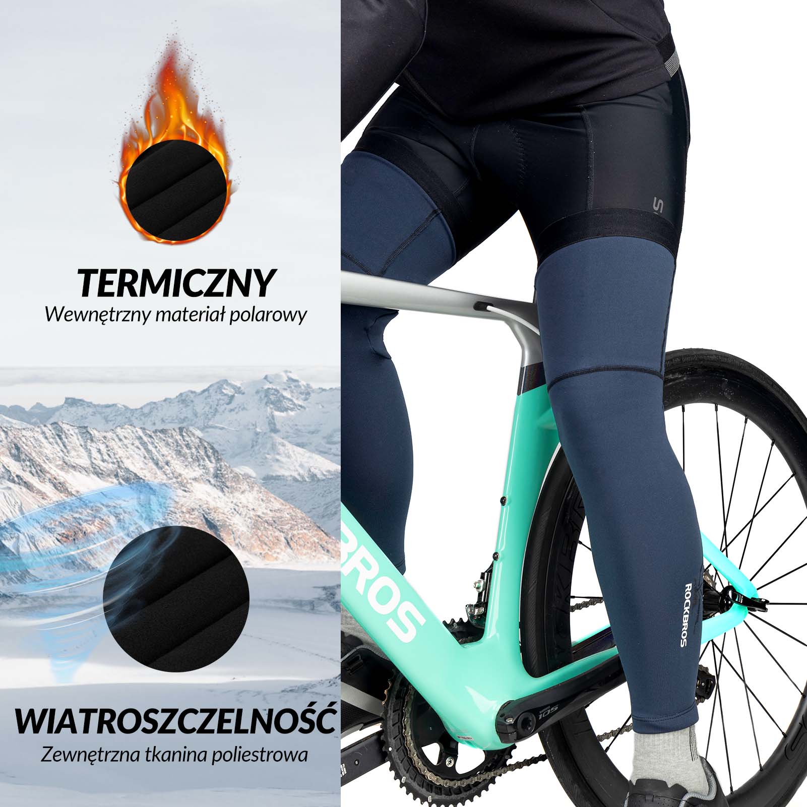 ROCKBROS Ochraniacze Sportowe na Ręce Ocieplacze Rękawy Wiatroodporne Długie unisex - Image 4