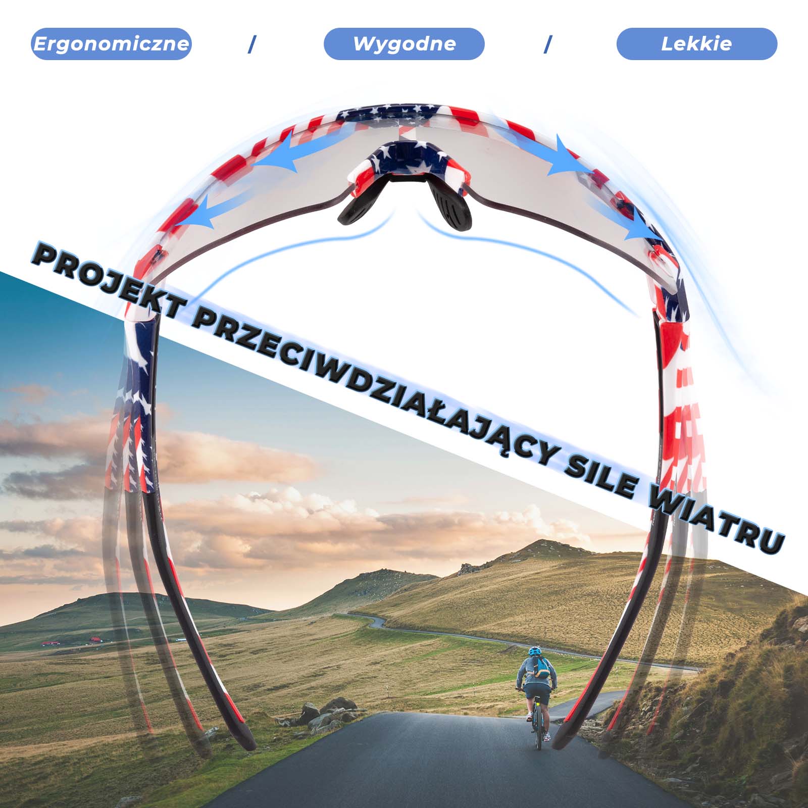 ROCKBROS Malowane Okulary Rowerowe Fotochromowe Okulary Kolarskie Wiatroszczelne UV400 - Image 12