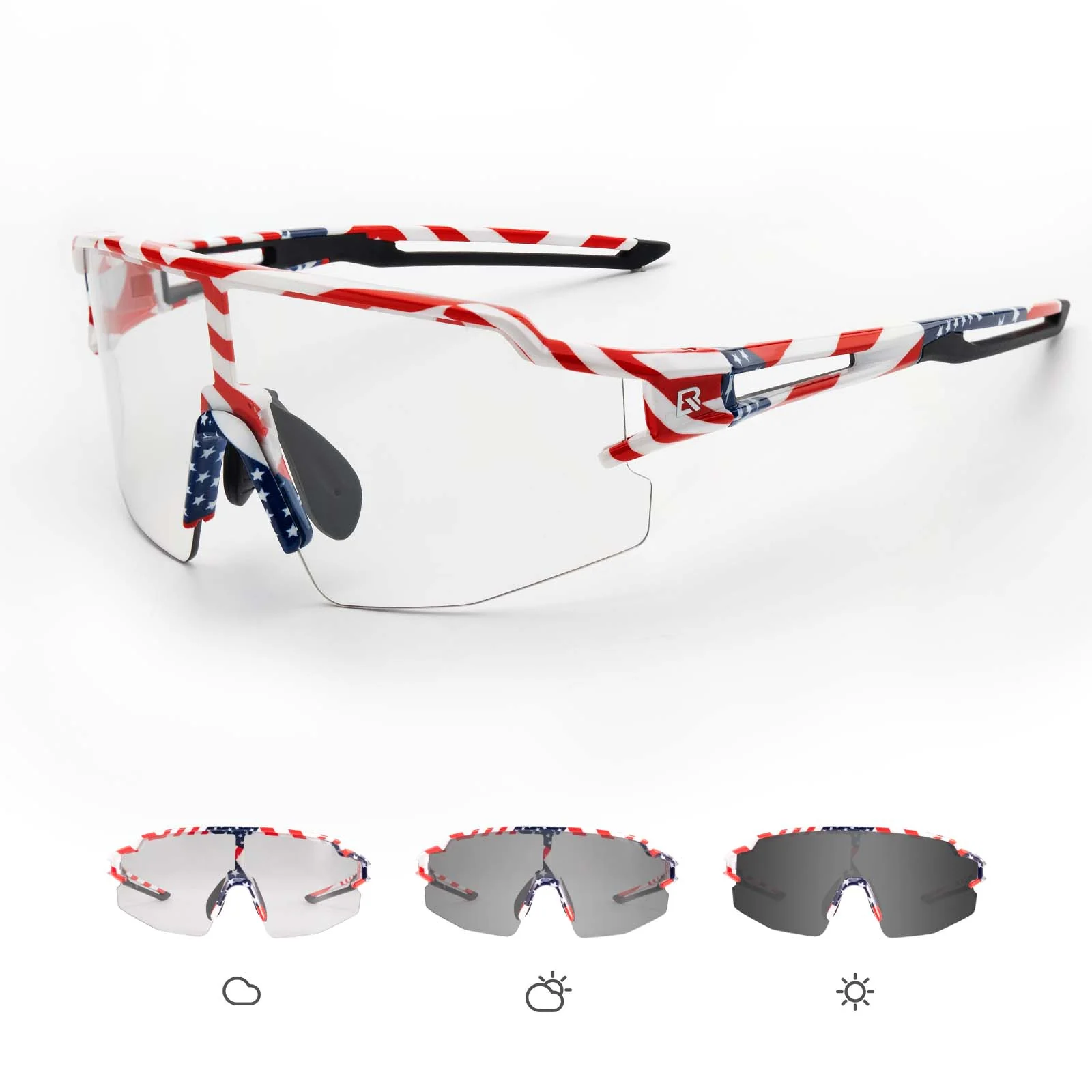 ROCKBROS Malowane Okulary Rowerowe Fotochromowe Okulary Kolarskie Wiatroszczelne UV400 - Image 8