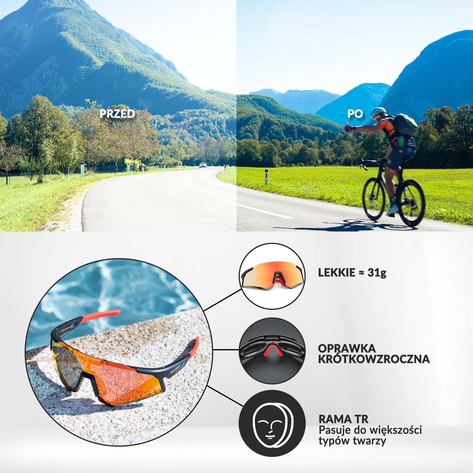 ROCKBROS Okulary Rowerowe Polaryzacyjne Okulary Ochronne UV400 - Image 5