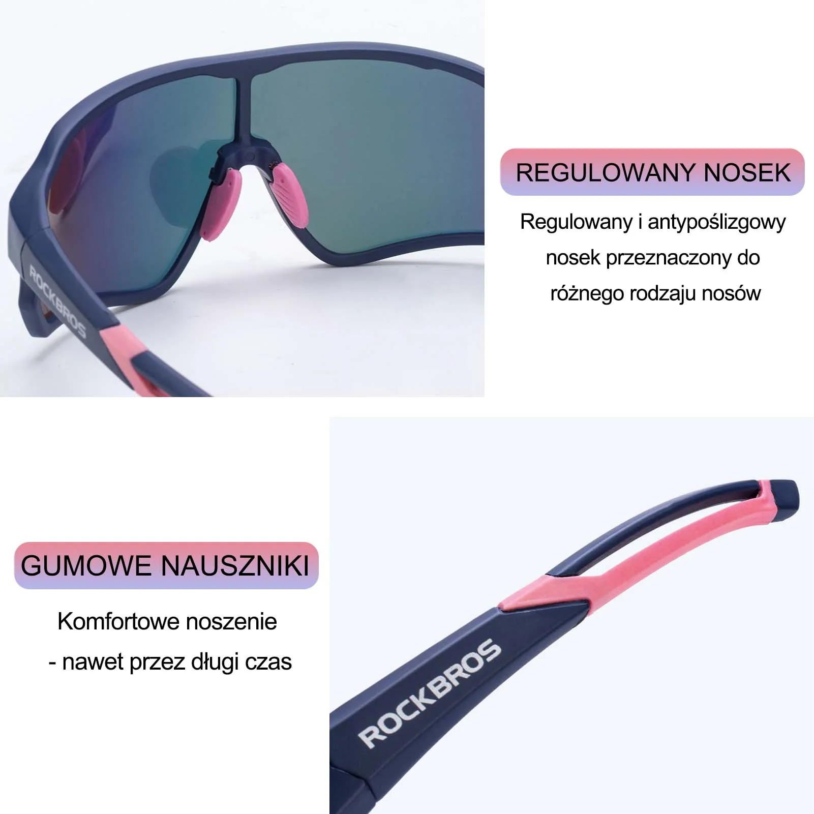ROCKBROS Okulary Rowerowe Przeciwsłoneczne Kolarskie Polaryzacja Ochrona UV - Image 5