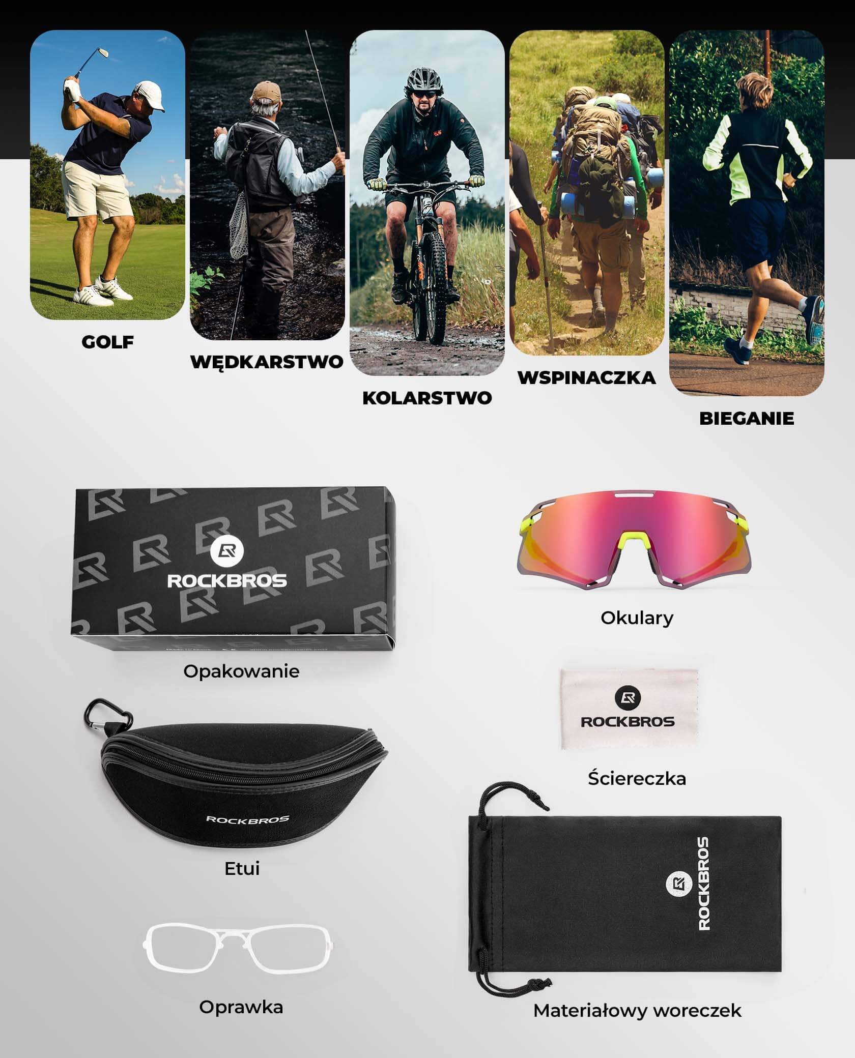 Okulary Rowerowe TR90 Sportowe Przeciwsłoneczne Wiatroodporne Unisex Ochrona UV400 - Image 16