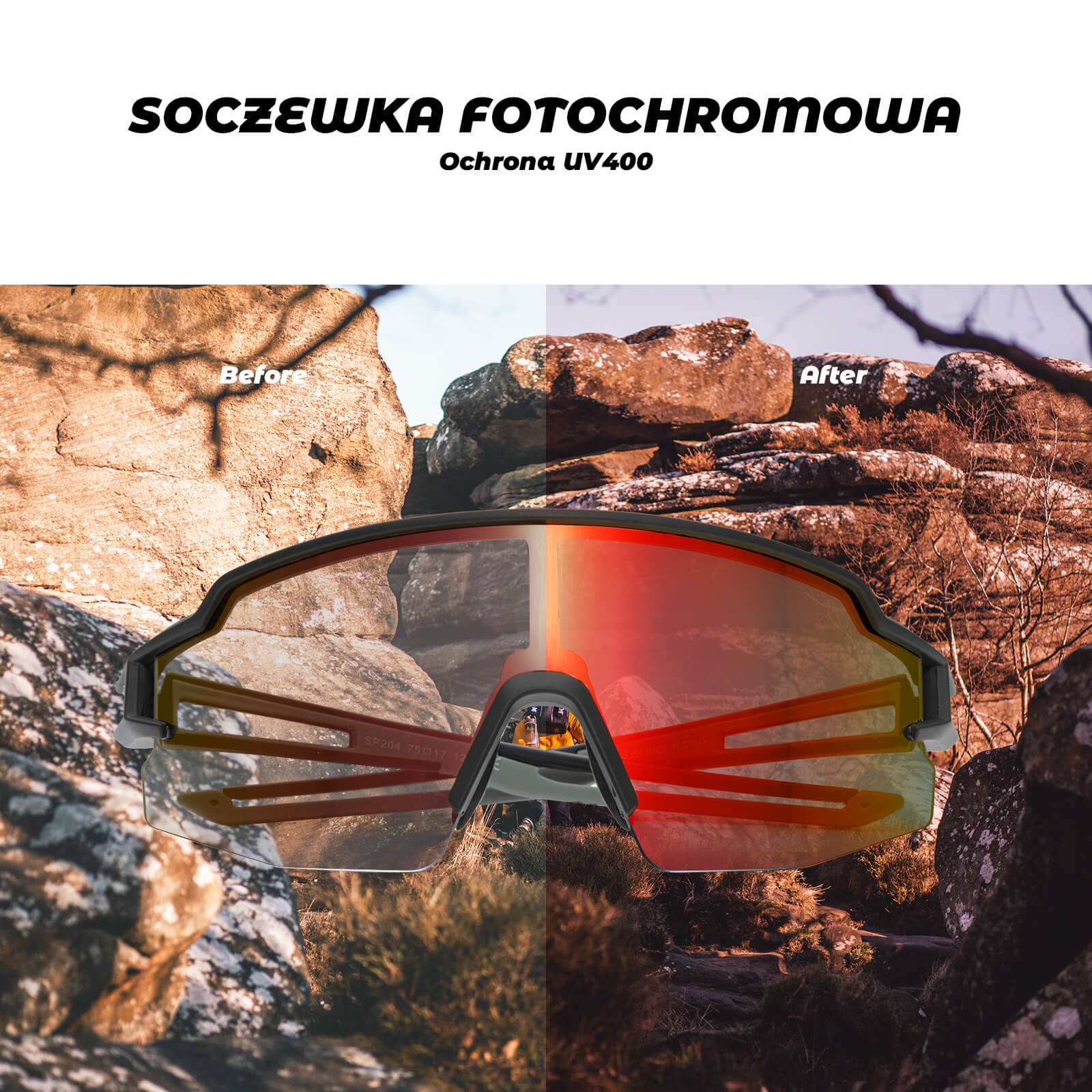 ROCKBROS Okulary Rowerowe UV400 Fotochromowe Przeciwsłoneczne Wiatroszczelne - Image 10