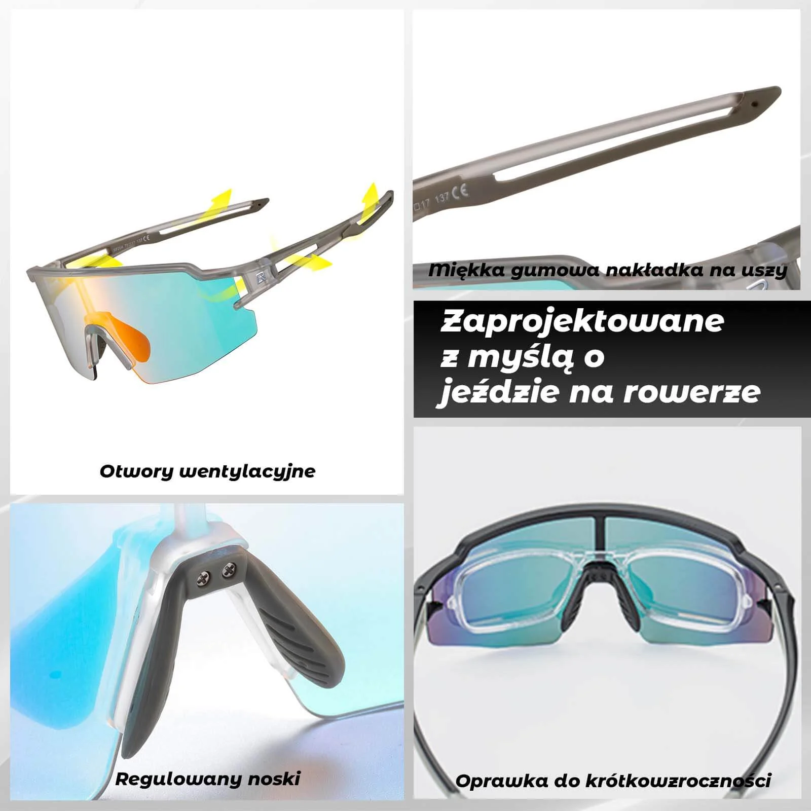 ROCKBROS Okulary Rowerowe UV400 Fotochromowe Przeciwsłoneczne Wiatroszczelne - Image 3