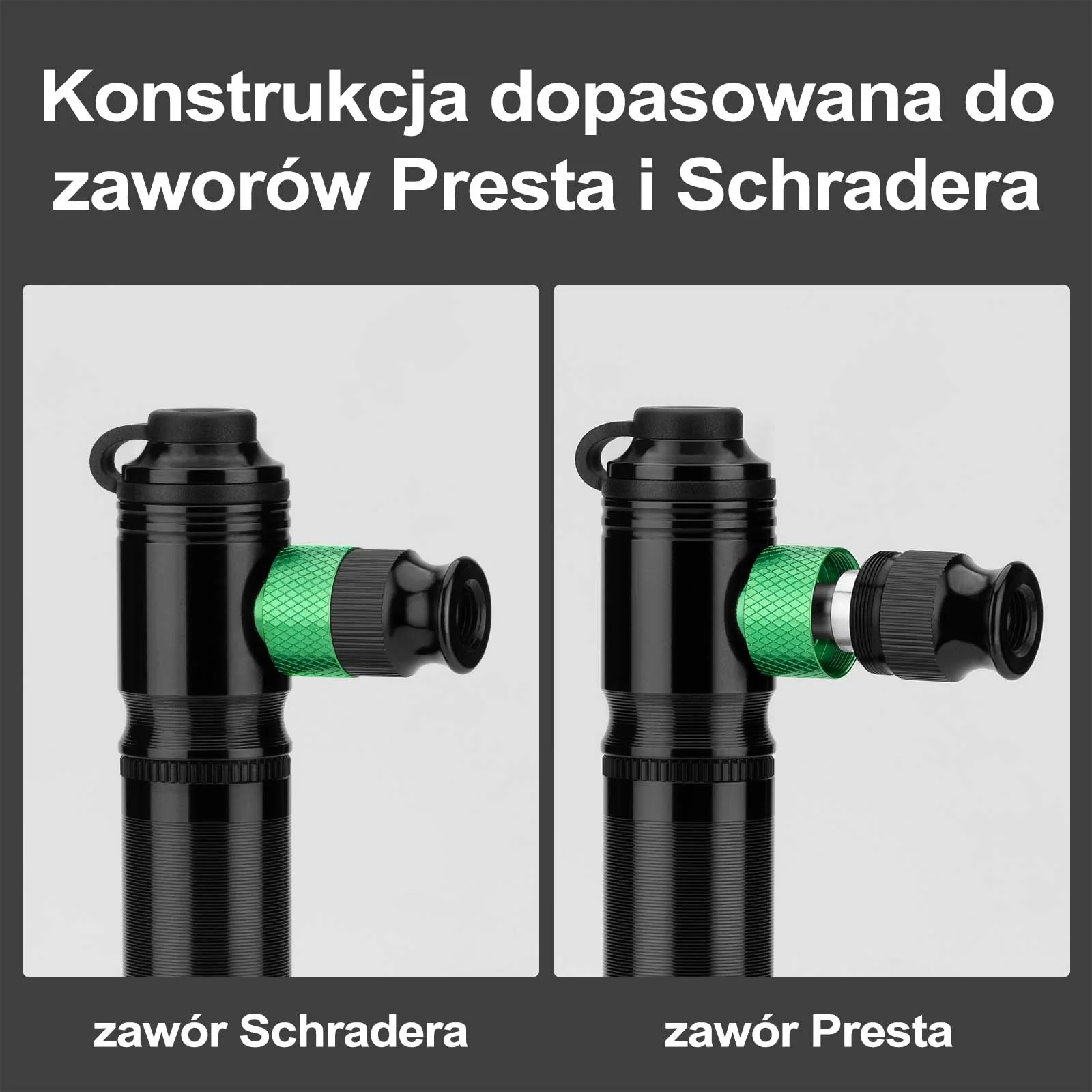 Pompka Rowerowa Aluminiowa Ręczna 110PSI Zawory Presta i Schradera - Image 3