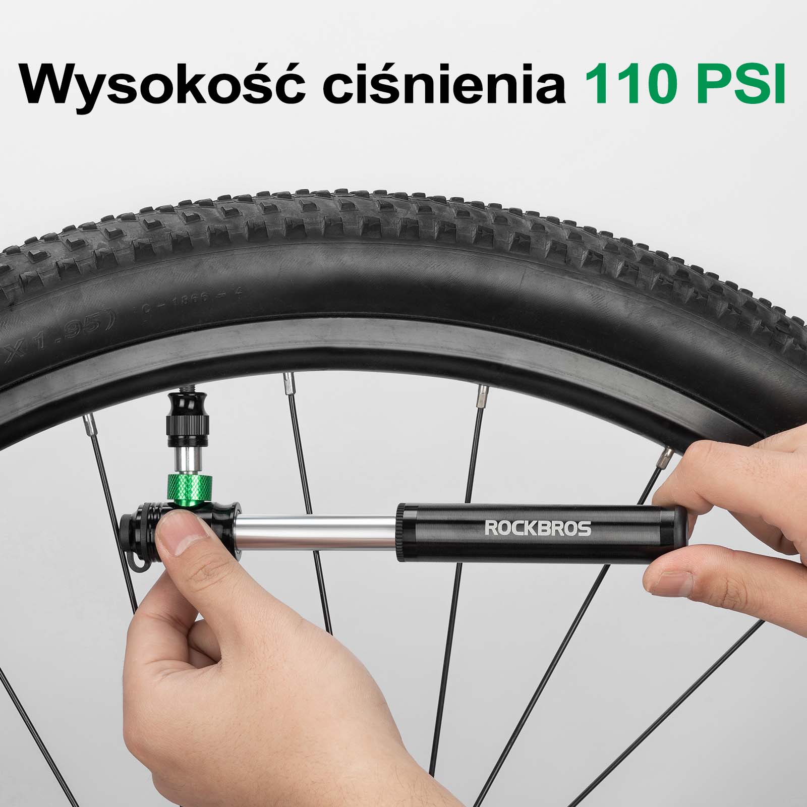 Pompka Rowerowa Aluminiowa Ręczna 110PSI Zawory Presta i Schradera - Image 7