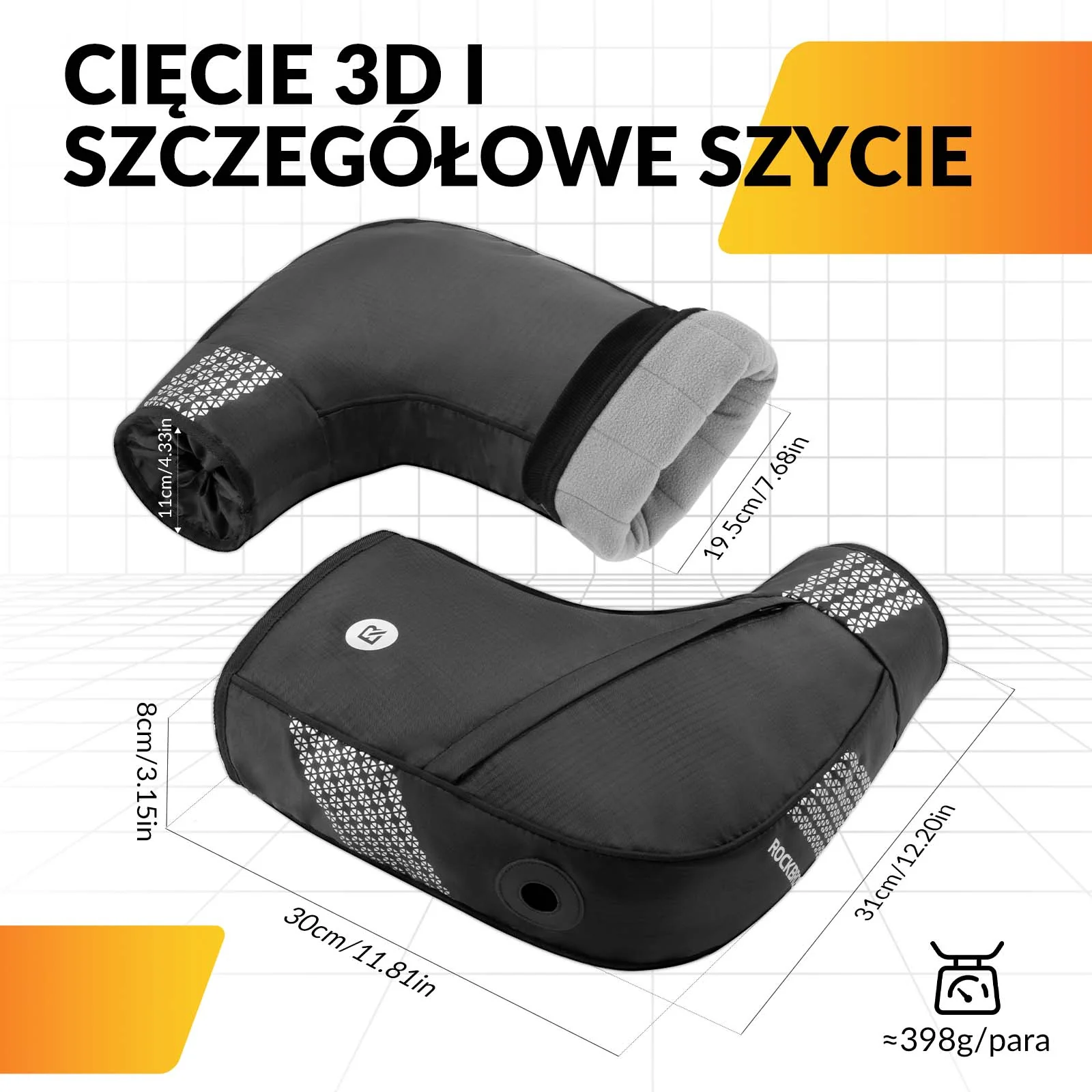 ROCKBROS Rękawice Rowerowe Ocieplacz na Kierownicę Zimowe Termiczne Wodoodporne - Image 3
