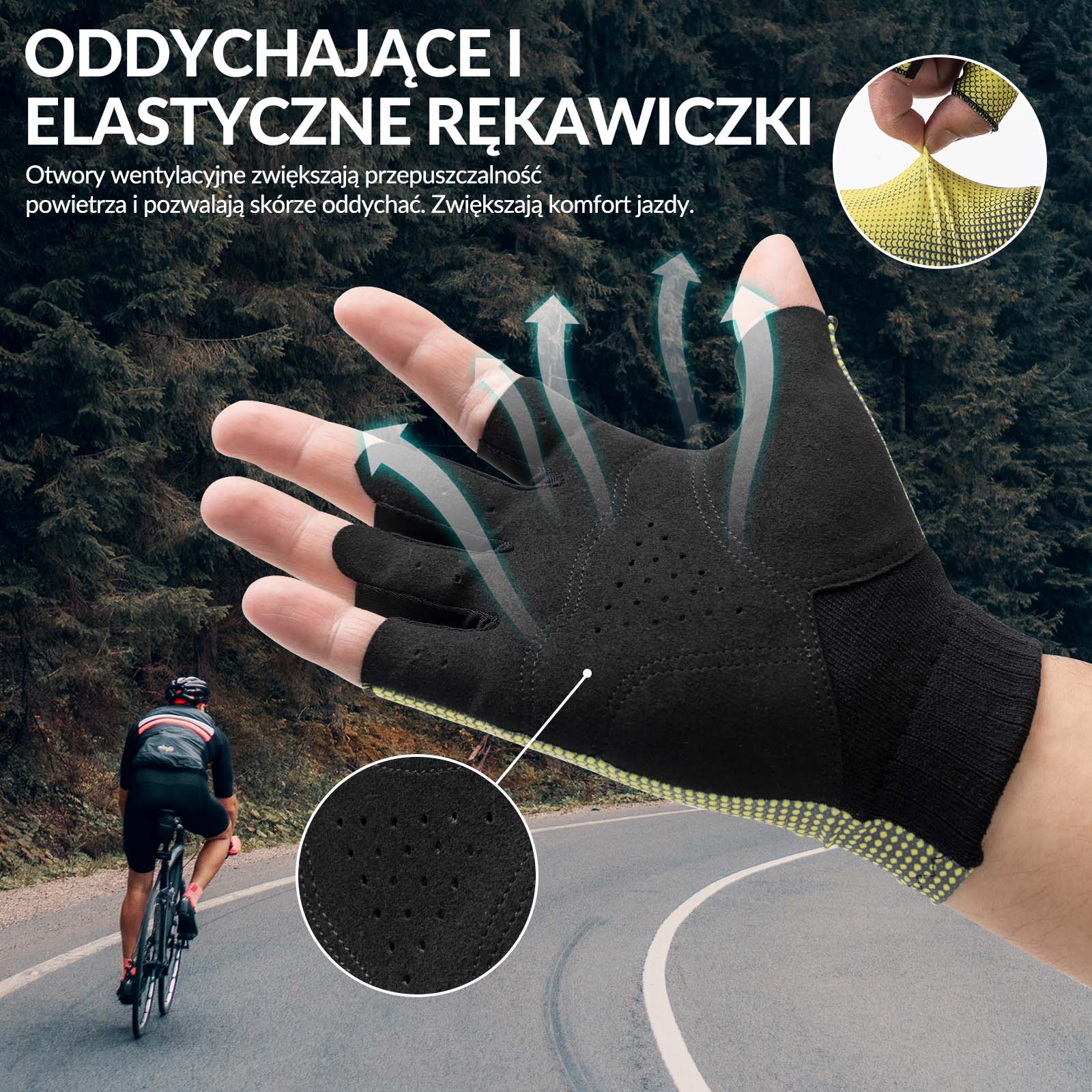 Rękawice Rowerowe Półpalce Krótkie Antypoślizgowe - Image 3