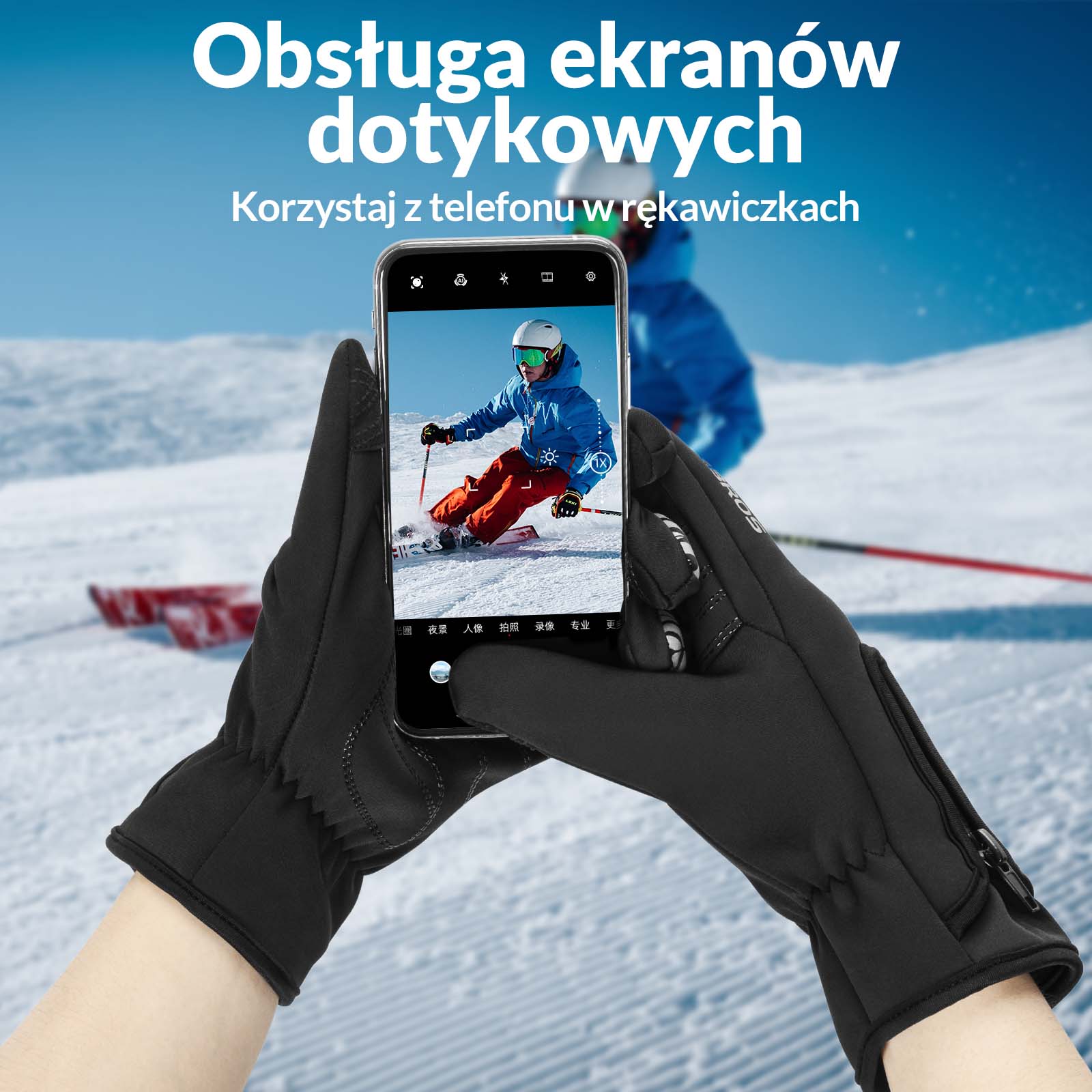 Rękawice Zimowe Rękawiczki Rowerowe Dotykowe Antypoślizgowe Unisex - Image 10