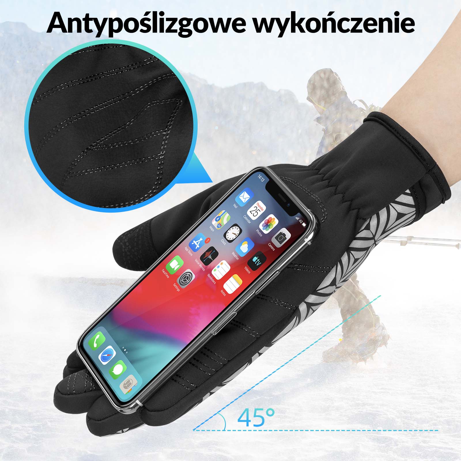 Rękawice Zimowe Rękawiczki Rowerowe Dotykowe Antypoślizgowe Unisex - Image 11