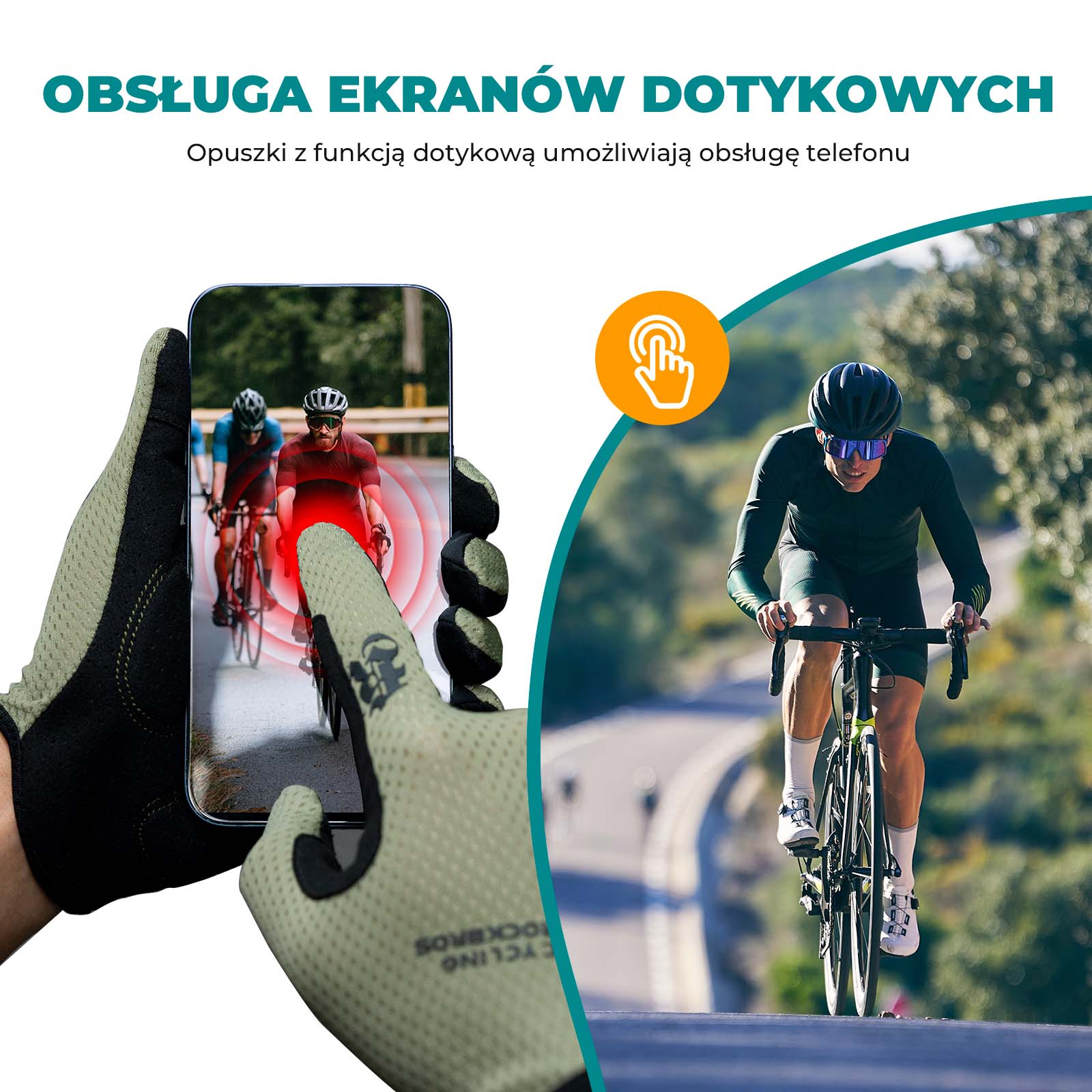 Rękawiczki Rowerowe na Wiosnę Lato Długie Rękawiczki Dotykowe - Image 14