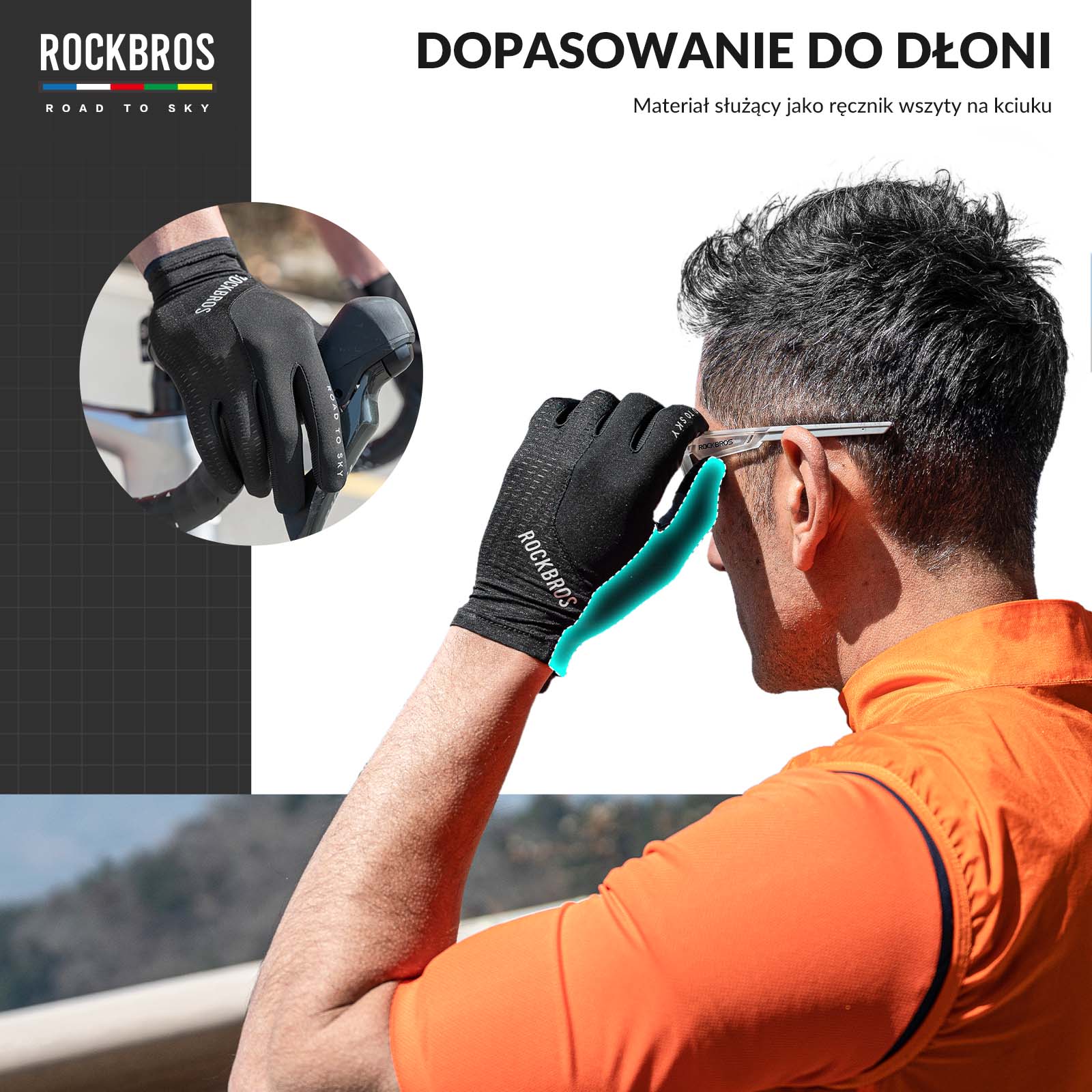Rękawiczki Rowerowe Pełne Palce Dotykowe Oddychające Unisex Lato - Image 10