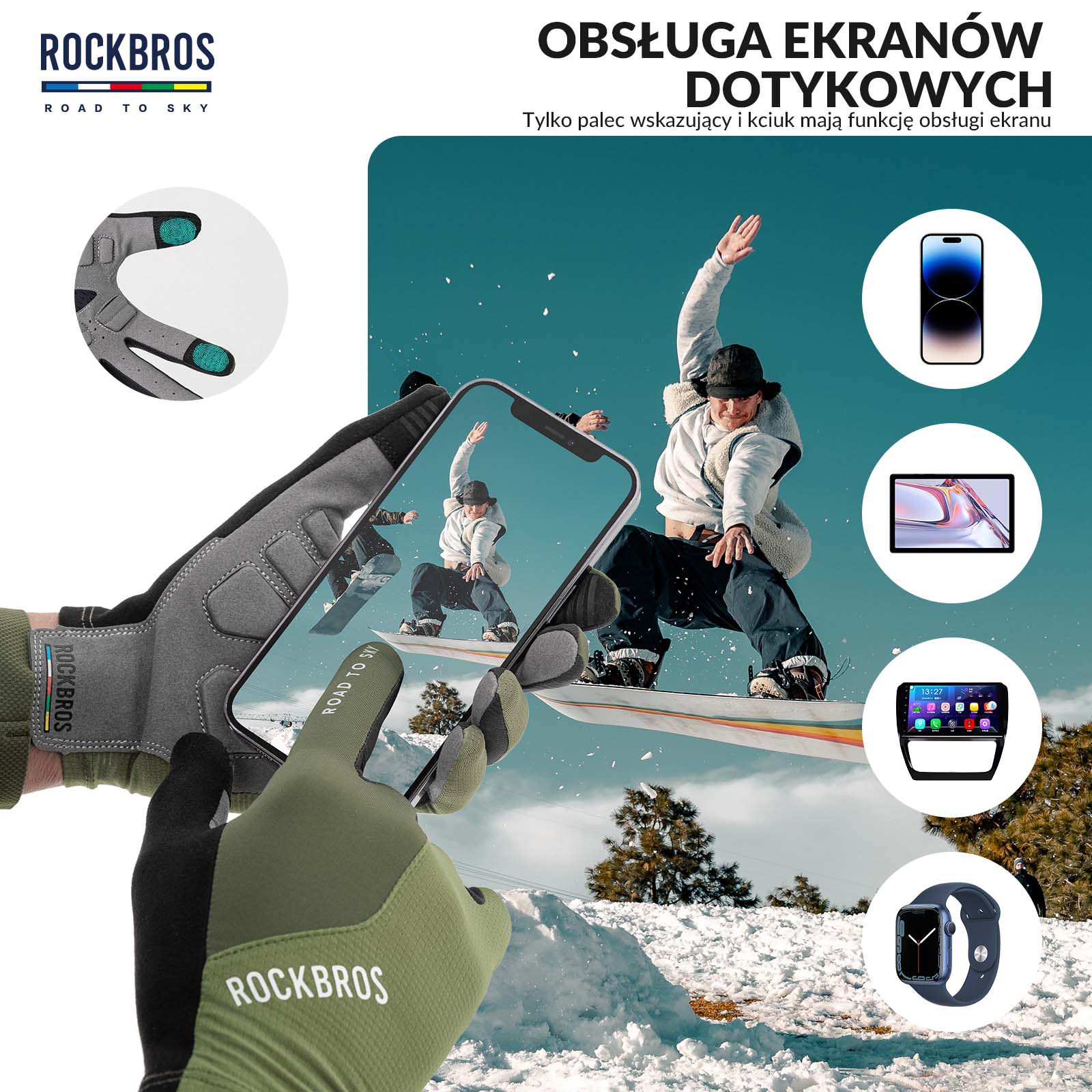 Rękawiczki Rowerowe Pełne Palce Dotykowe Oddychające Unisex Lato - Image 23