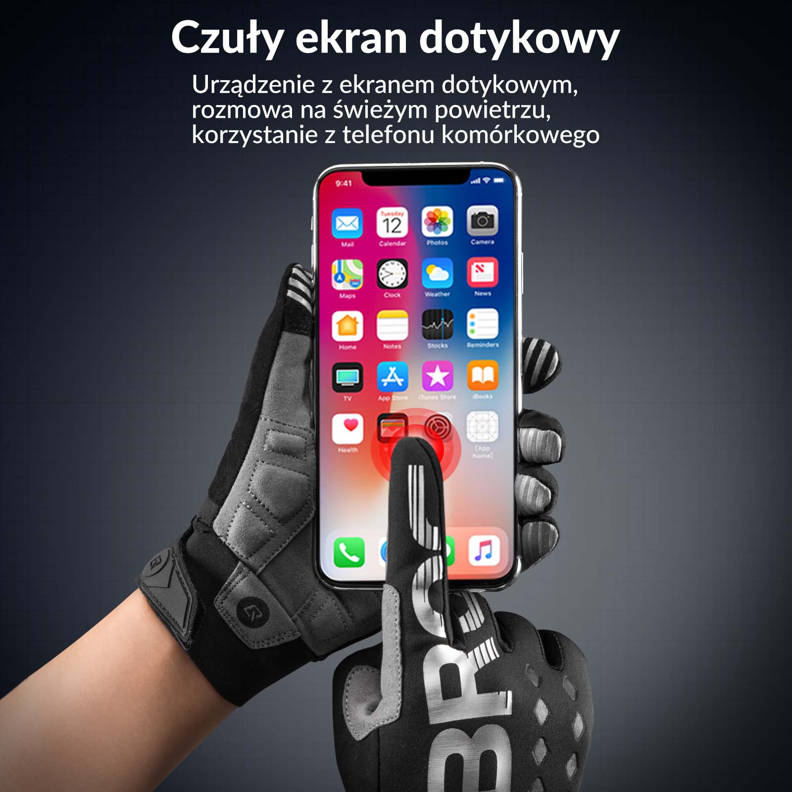 Rękawiczki Rowerowe Kolarskie Długie Dotykowe Wiosna i Jesień - Image 3