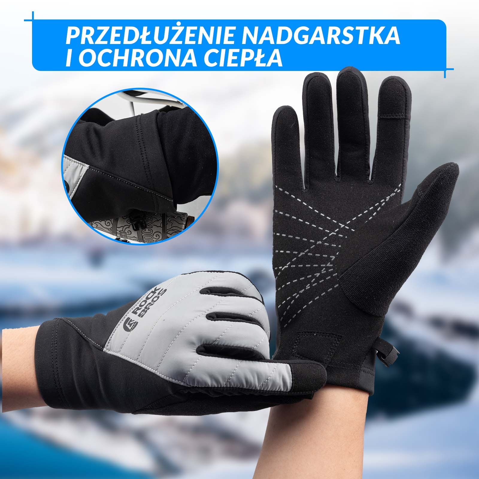 Rękawiczki Rowerowe Zimowe Termiczne Narciarskie Dotykowe Unisex S-XXL - Image 6