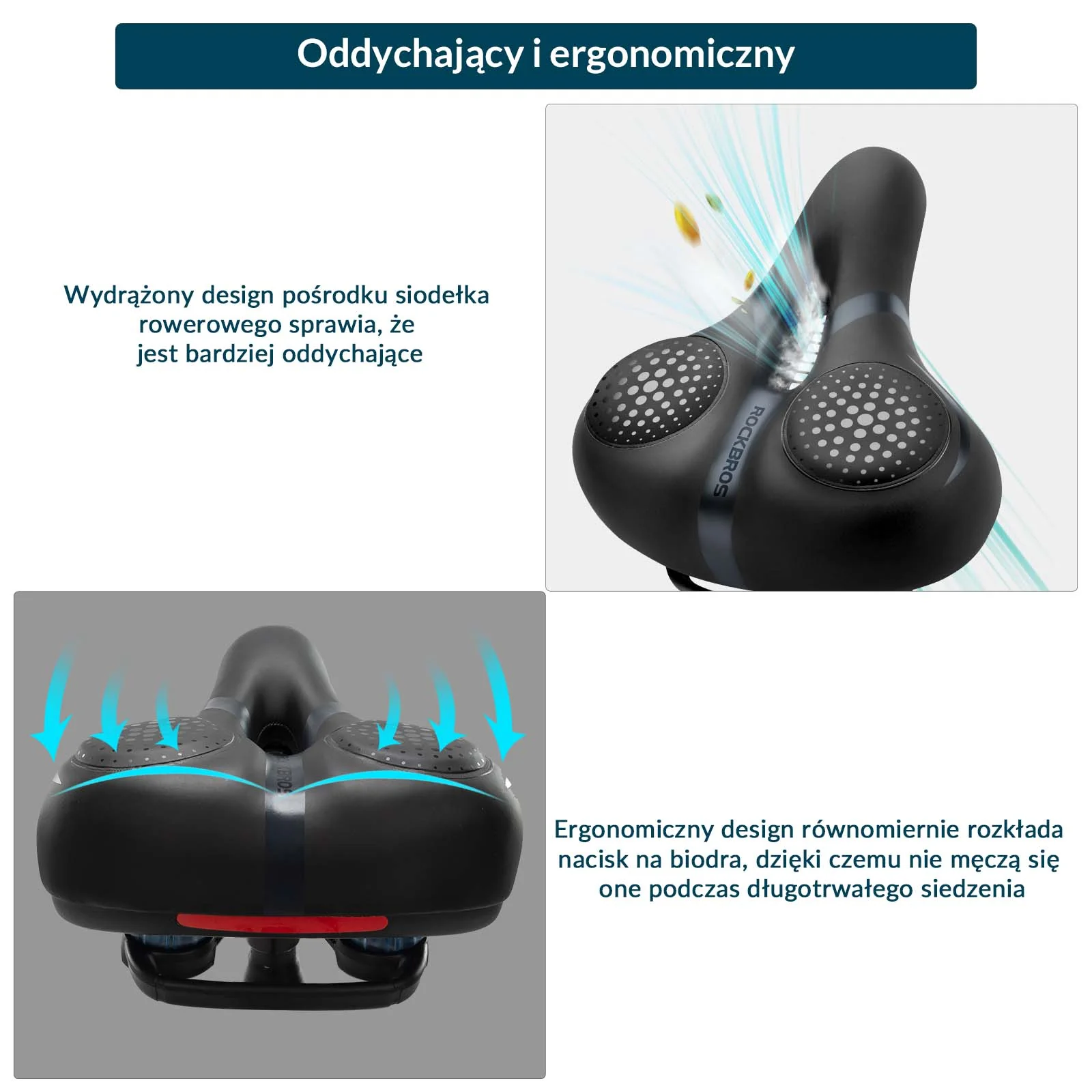 Siodełko Rowerowe Ergonomiczne Wygodne Szerokie Amortyzujące - Image 10
