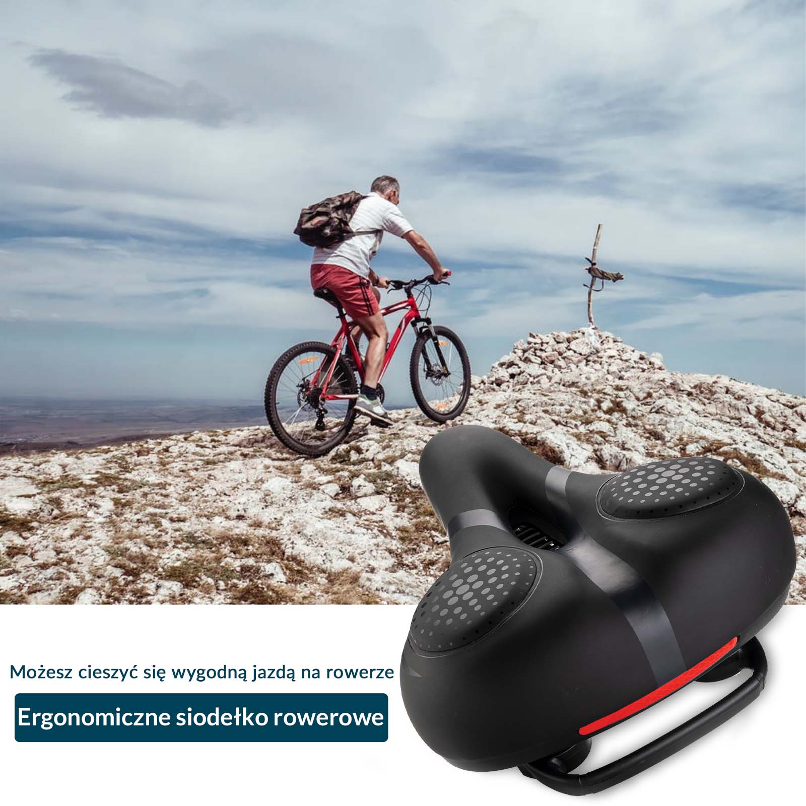 Siodełko Rowerowe Ergonomiczne Wygodne Szerokie Amortyzujące - Image 13