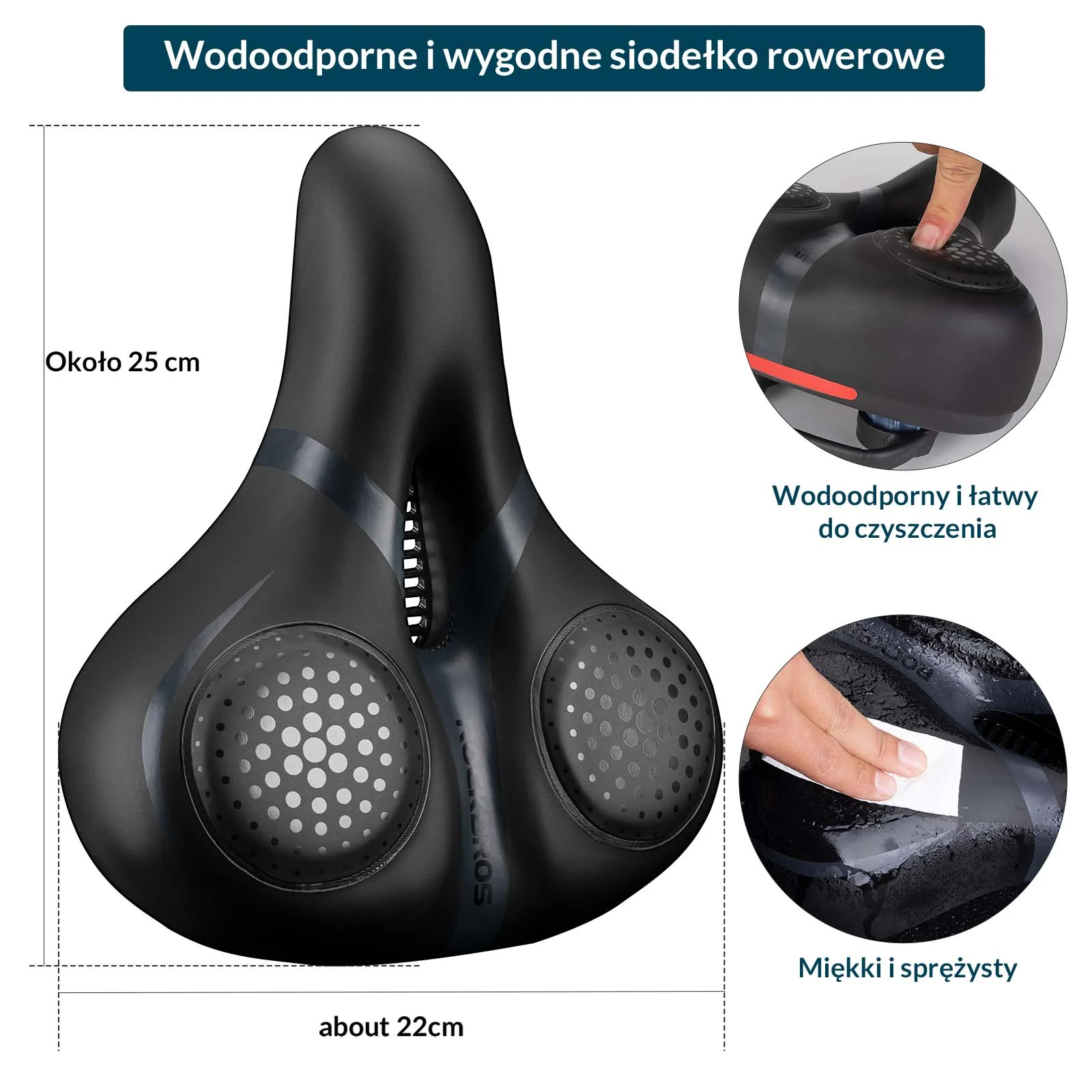 Siodełko Rowerowe Ergonomiczne Wygodne Szerokie Amortyzujące - Image 9