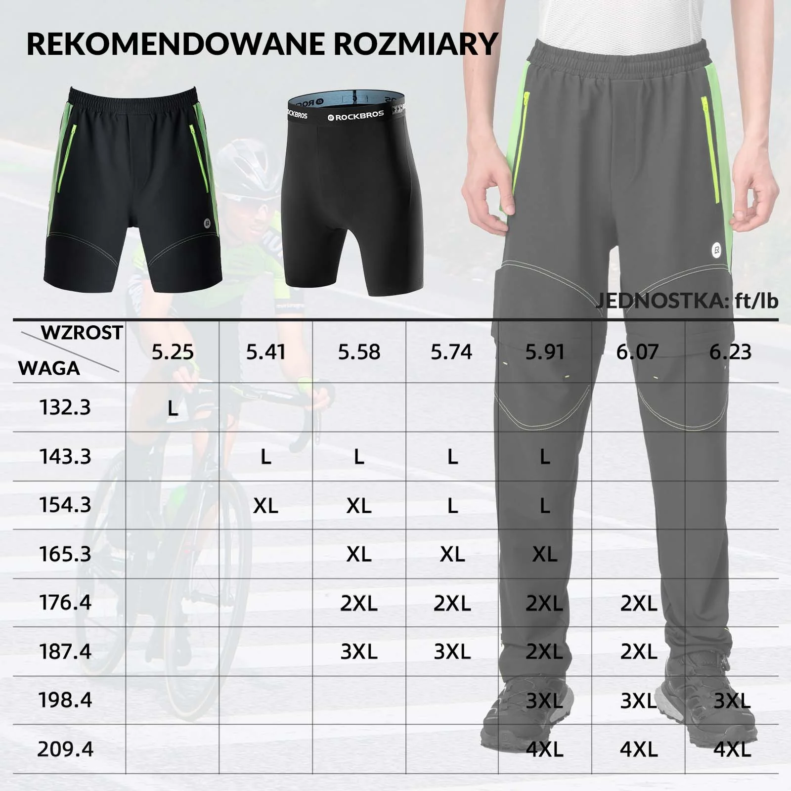 ROCKBROS Spodnie Rowerowe 2w1 Dwuwarstwowe Odpinane Długie/Krótkie z Wkładką - Image 6