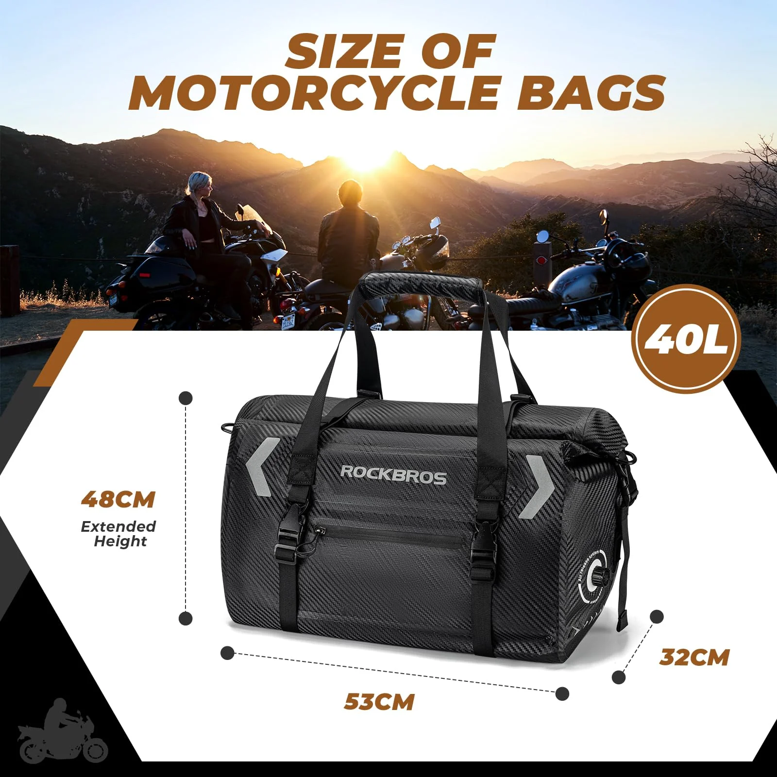 ROCKBROS Torba Motocyklowa na Ogon Torba Podróżna w 100% Wodoodporna z Paskiem na Ramię Torba Podróżna na Motocykl, Wędrówki, Jazdę na Rowerze, Podróże, Kemping, na Zewnątrz 20L-60L - Image 14