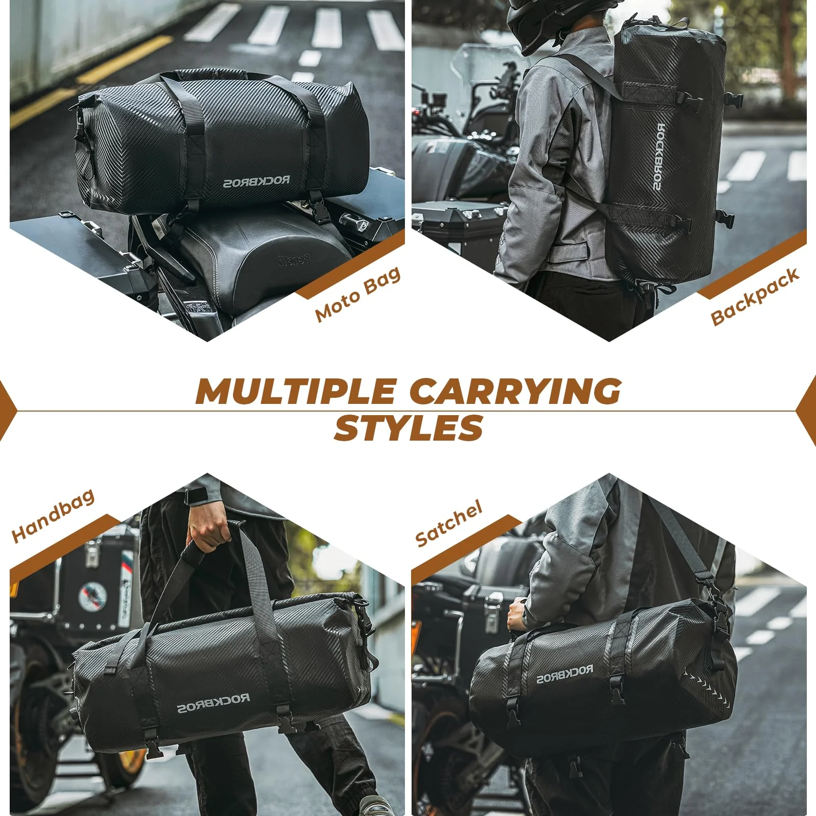 ROCKBROS Torba Motocyklowa na Ogon Torba Podróżna w 100% Wodoodporna z Paskiem na Ramię Torba Podróżna na Motocykl, Wędrówki, Jazdę na Rowerze, Podróże, Kemping, na Zewnątrz 20L-60L - Image 4