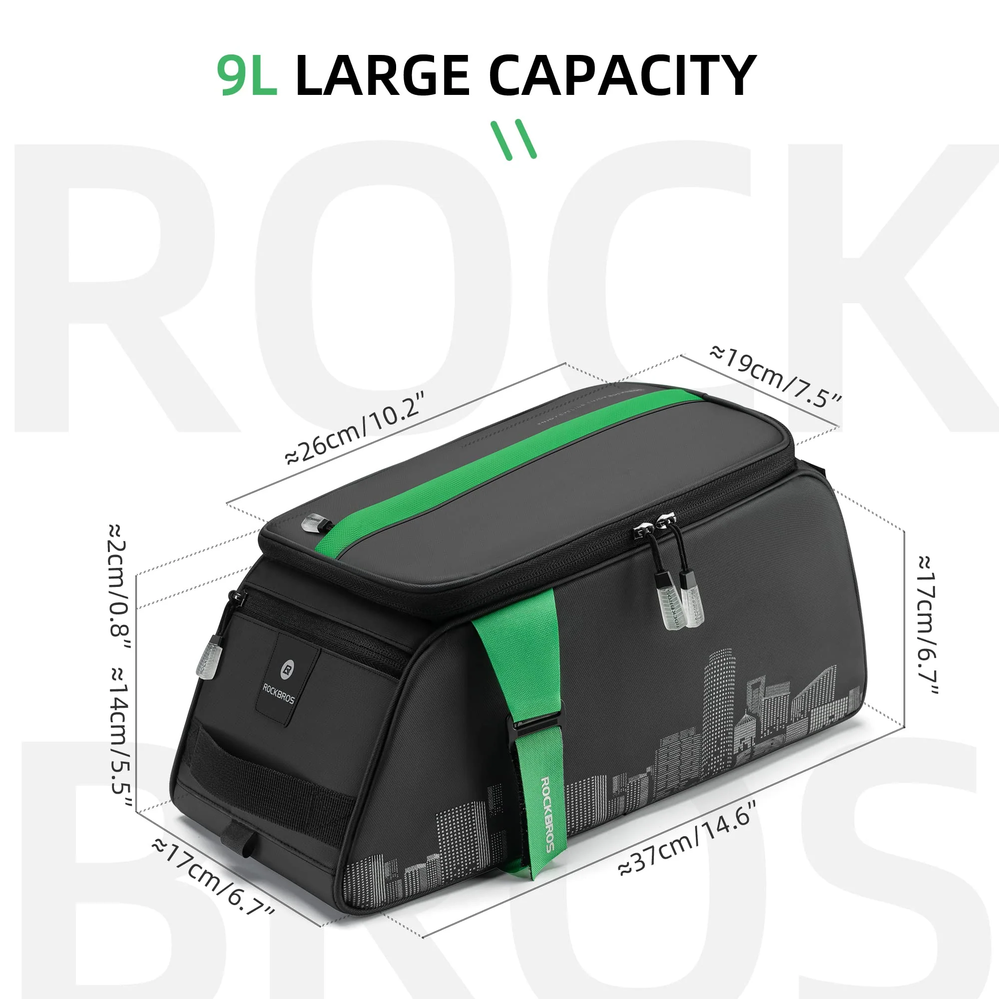 ROCKBROS Torba na Bagażnik Rowerowy na Tyłu, Duża Pojemność 4 L, Torba Transportowa, Wodoodporna, z Osłoną Przeciwdeszczową, Odblaskowa, Trwała, Zdejmowana przegroda I Paskiem na Ramię - Image 2