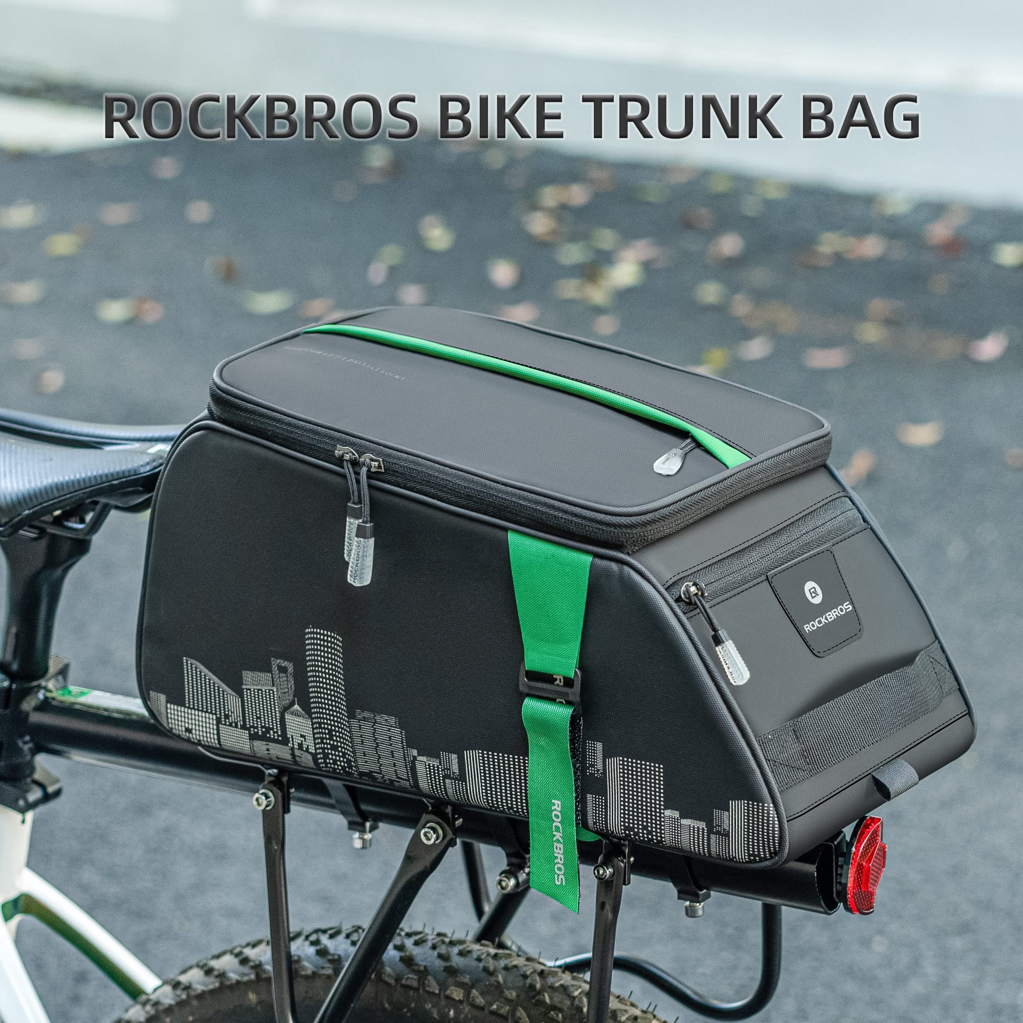 ROCKBROS Torba na Bagażnik Rowerowy na Tyłu, Duża Pojemność 4 L, Torba Transportowa, Wodoodporna, z Osłoną Przeciwdeszczową, Odblaskowa, Trwała, Zdejmowana przegroda I Paskiem na Ramię - Image 7