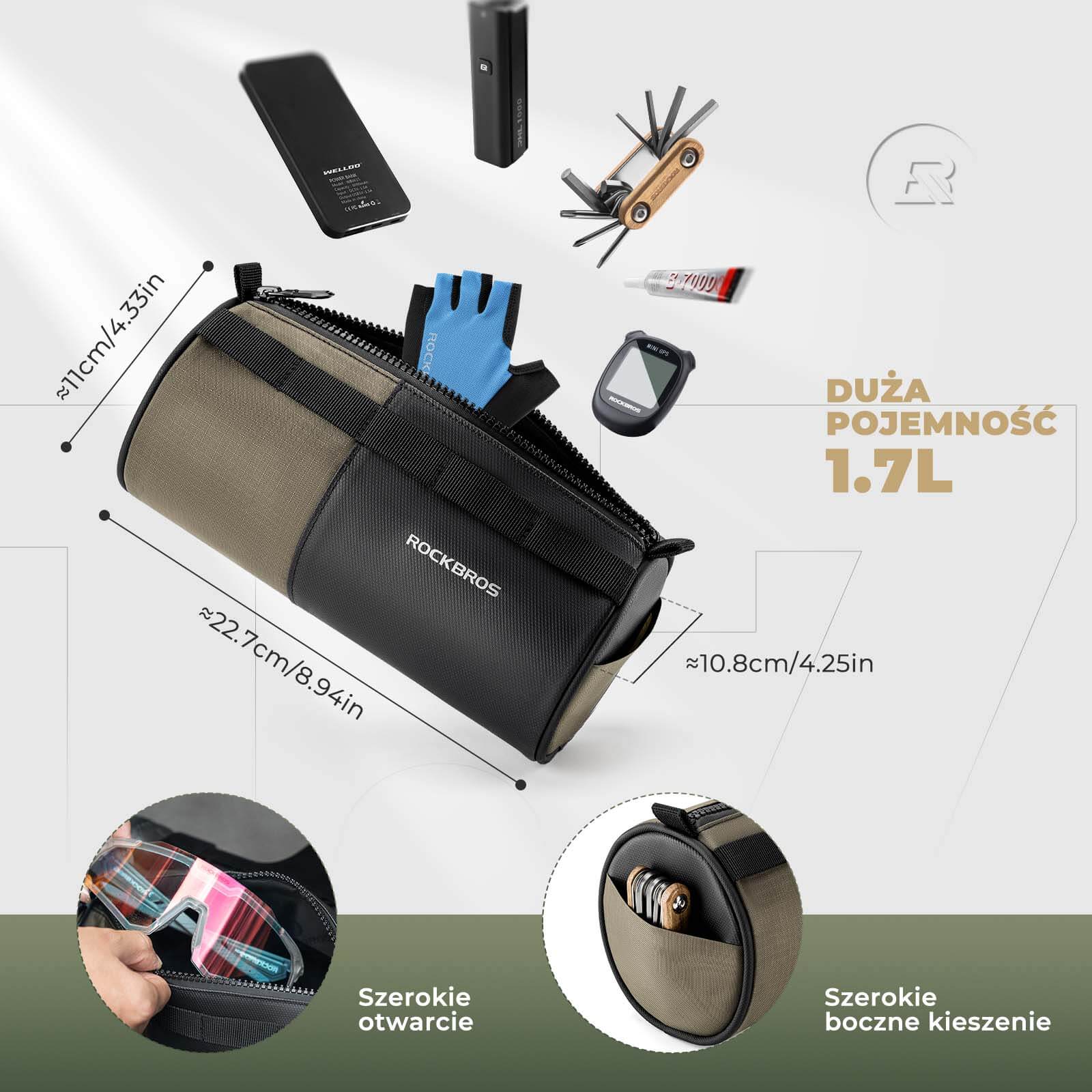 Odblaskowa Torba na Kierownicę z Paskiem 1,7 L - Image 2